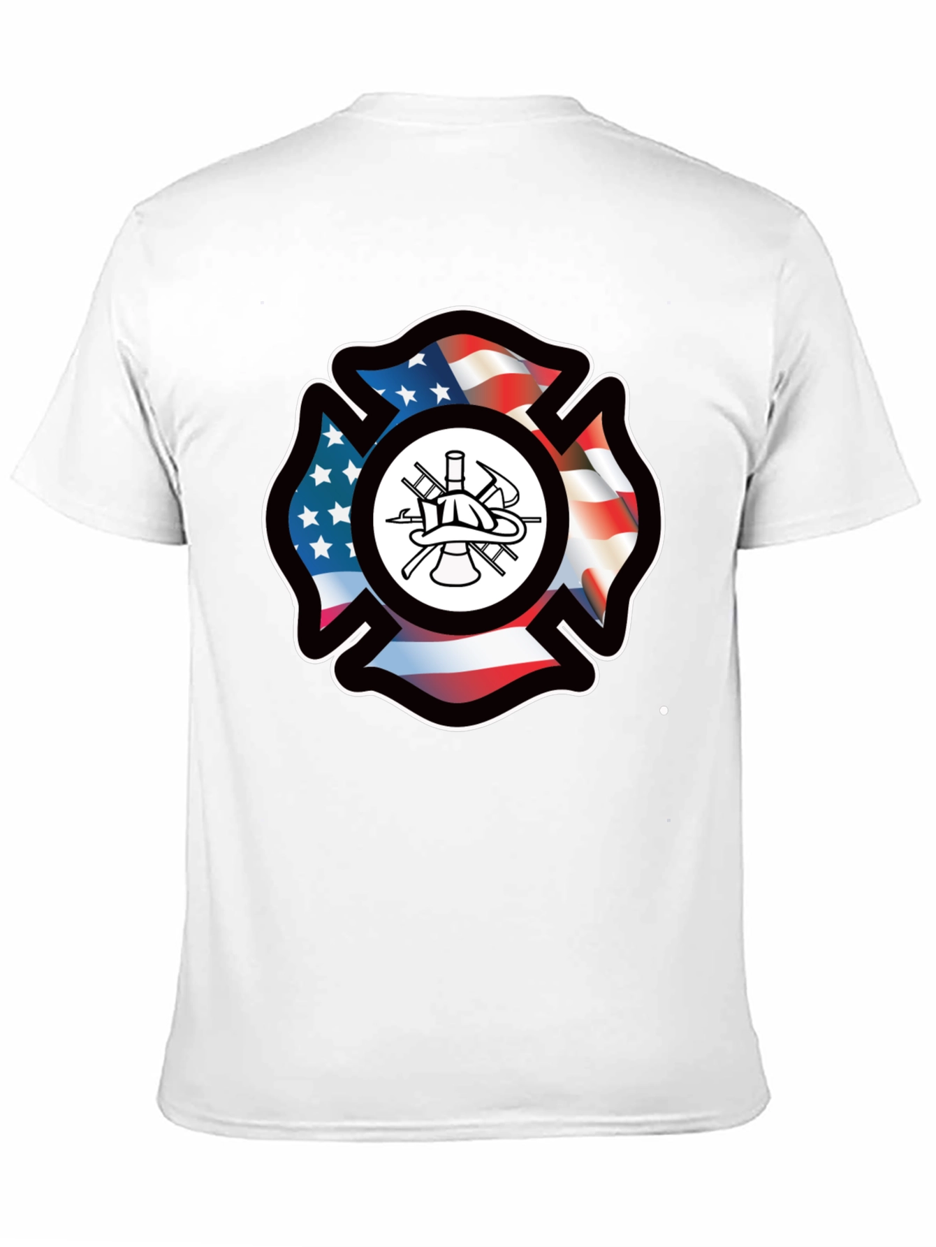 Firefighter Maltese Cross American Flag T-Shirt