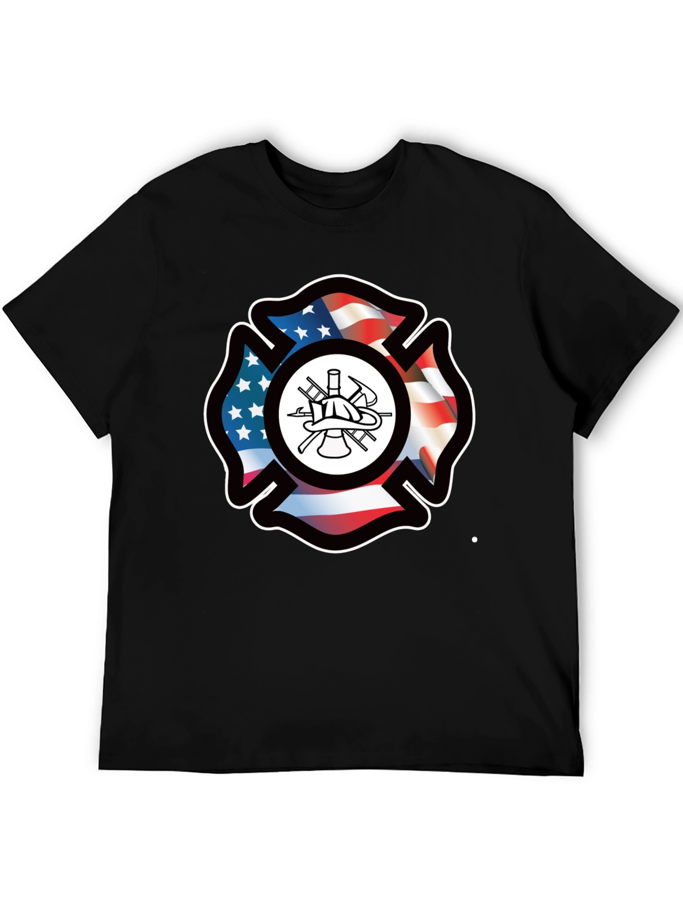 Firefighter Maltese Cross American Flag T-Shirt