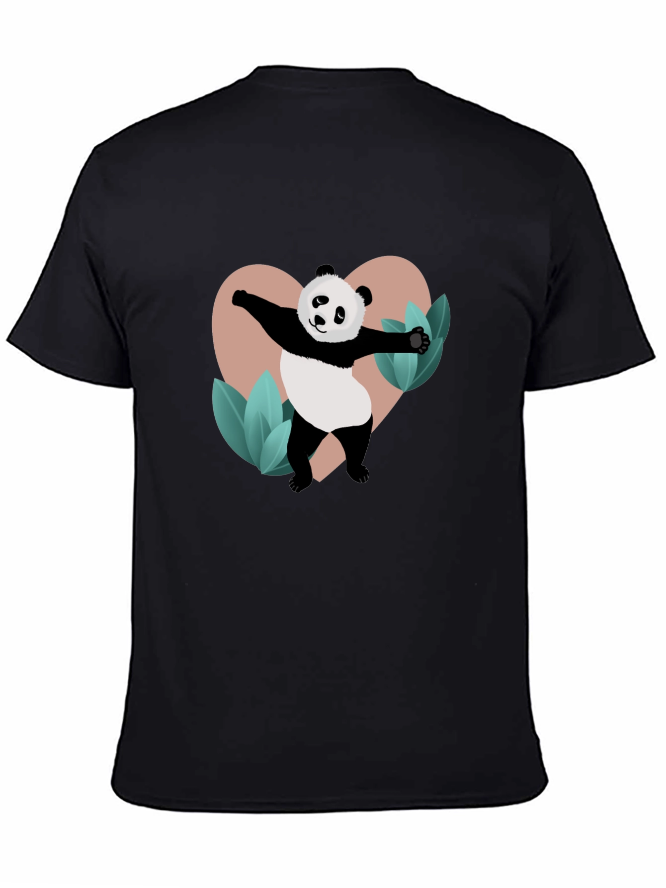 Panda Heart Graphic Black T-Shirt