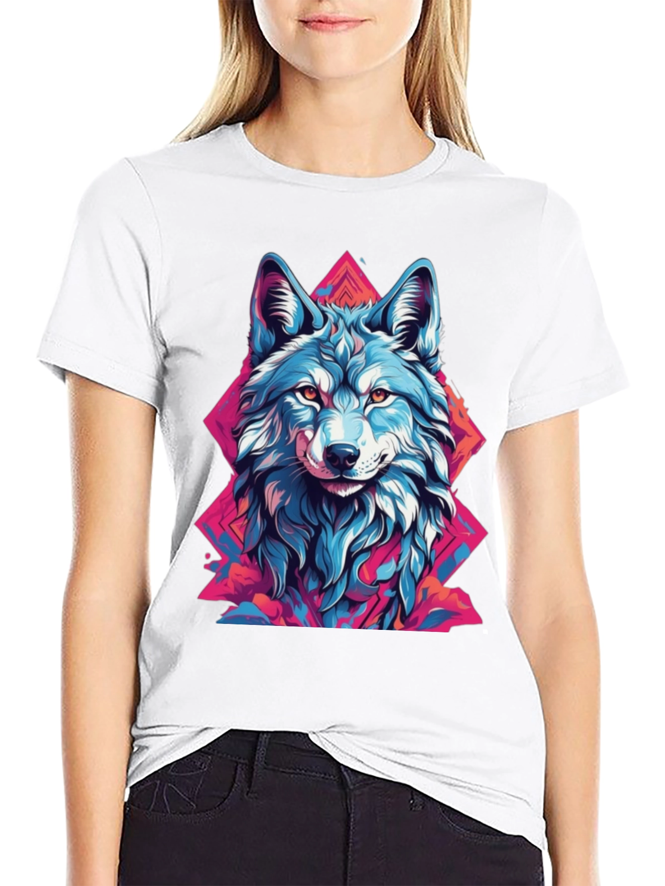 Abstract Wolf Graphic Tee - Mens Black T-Shirt