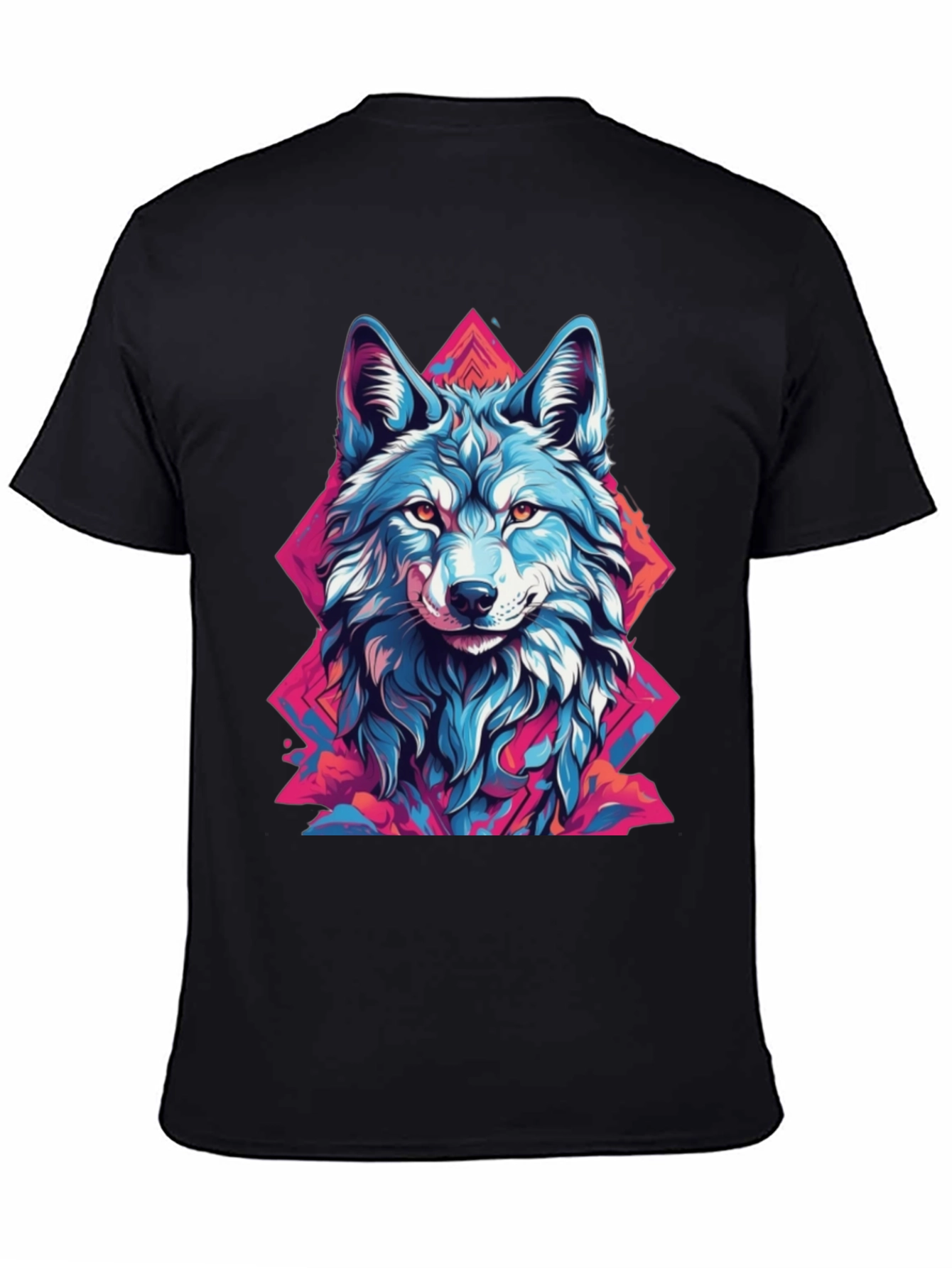 Abstract Wolf Graphic Tee - Mens Black T-Shirt