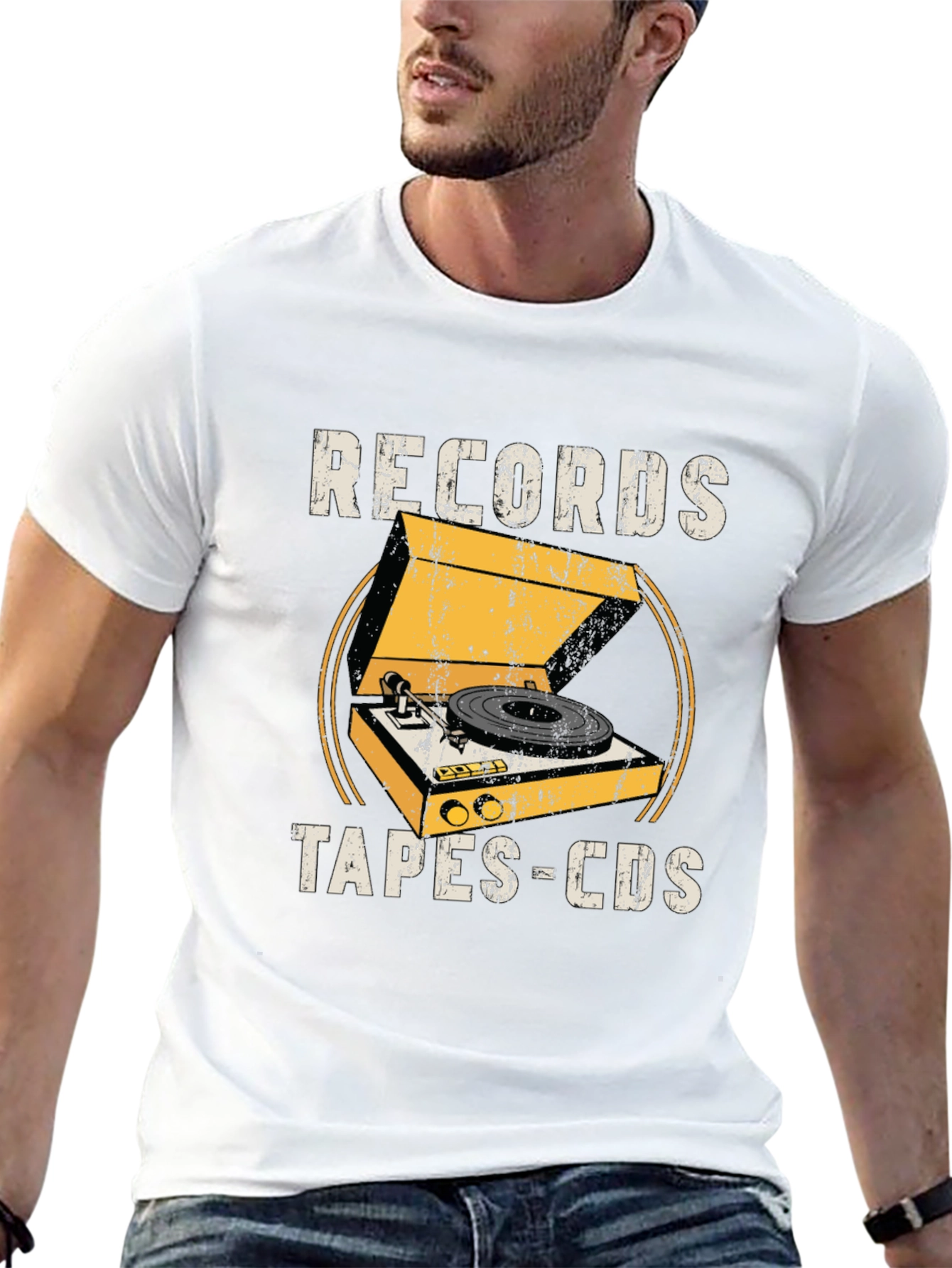 Retro Records Tapes CDs Graphic Tee