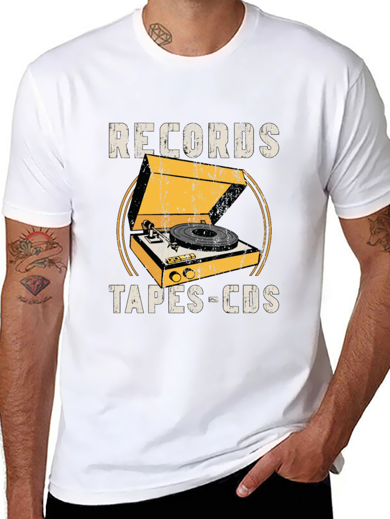 Retro Records Tapes CDs Graphic Tee