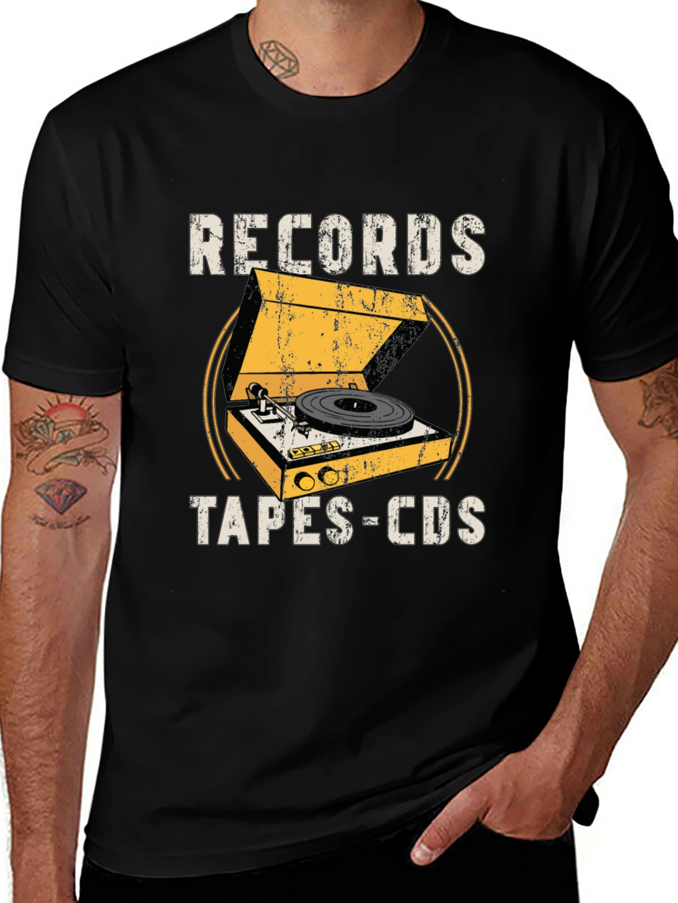 Retro Records Tapes CDs Graphic Tee