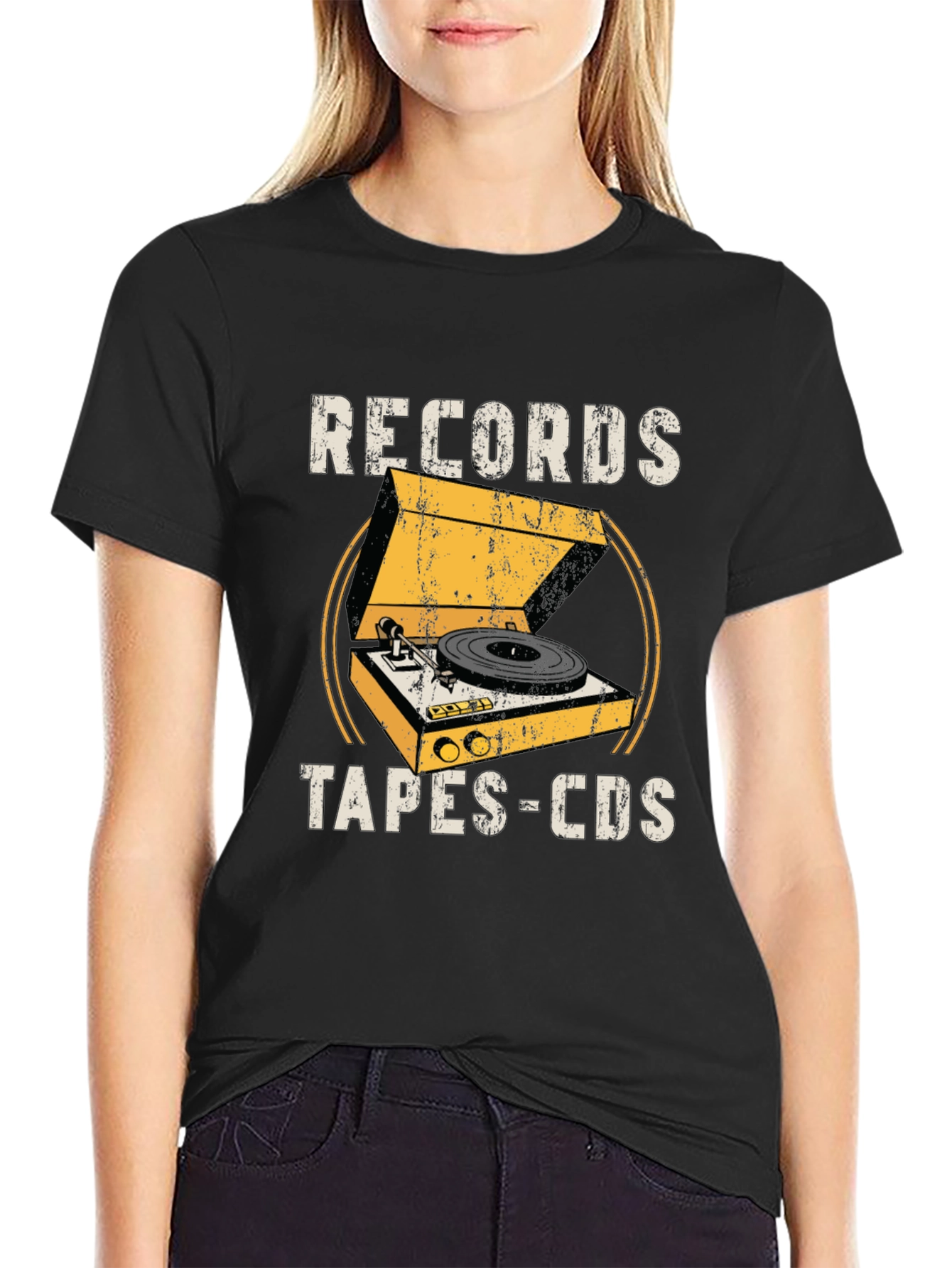 Retro Records Tapes CDs Graphic Tee