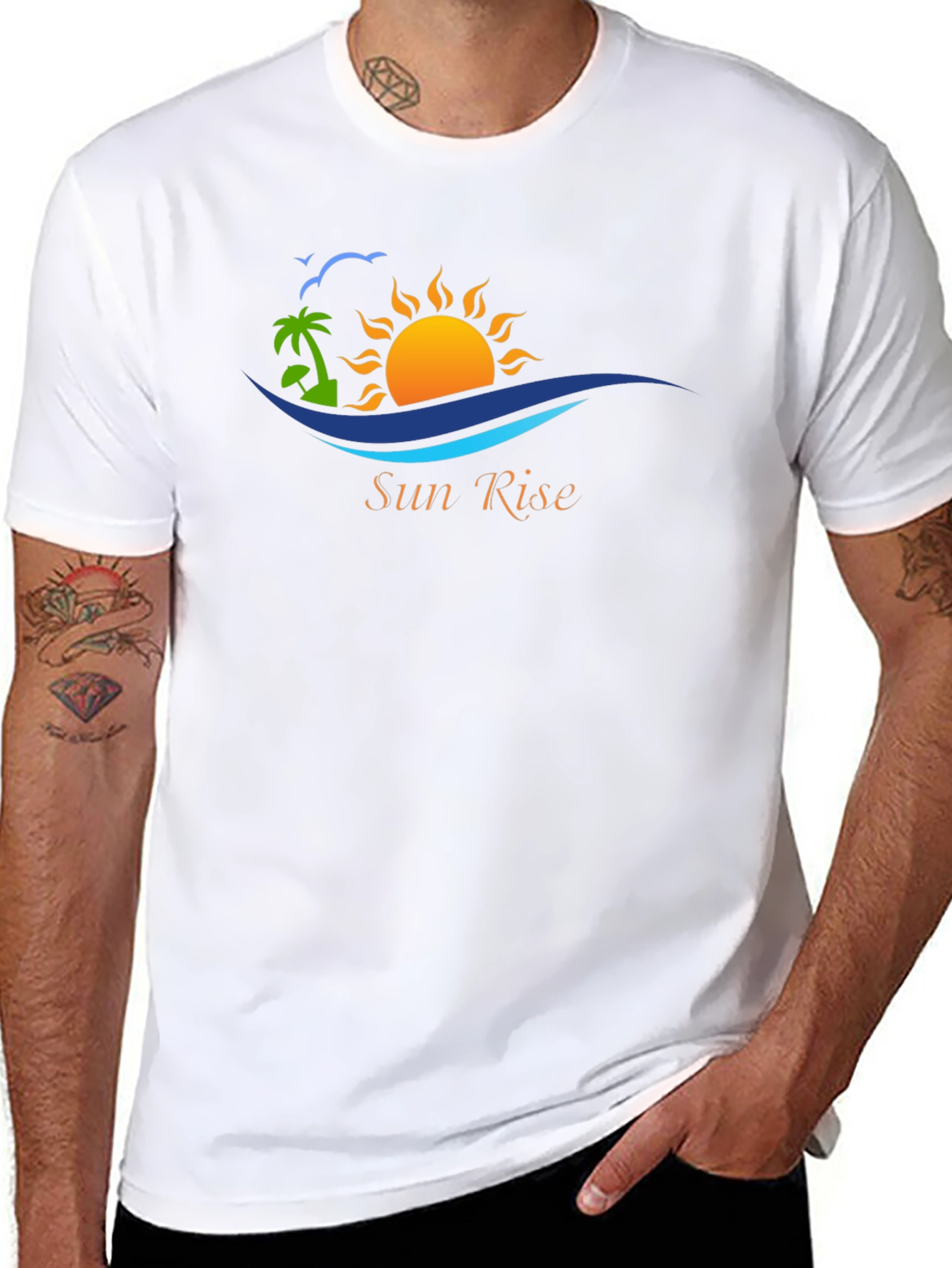 Sunrise Graphic Tee - Black Cotton T-Shirt