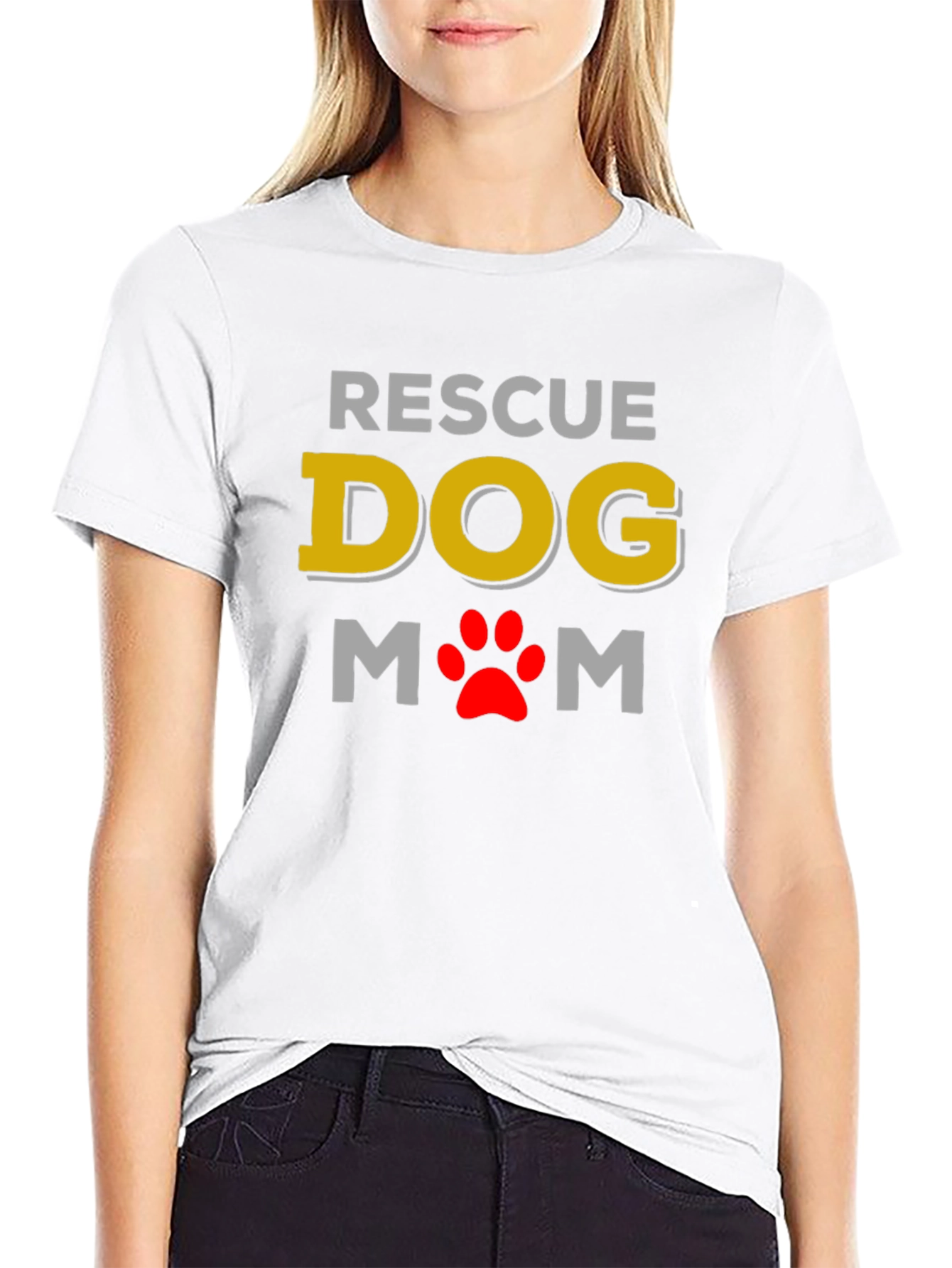 Rescue Dog Mom Graphic Tee -  Soft & Stylish