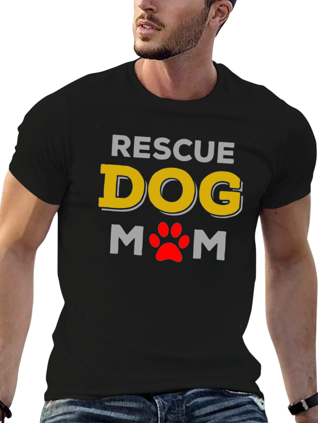 Rescue Dog Mom Graphic Tee -  Soft & Stylish