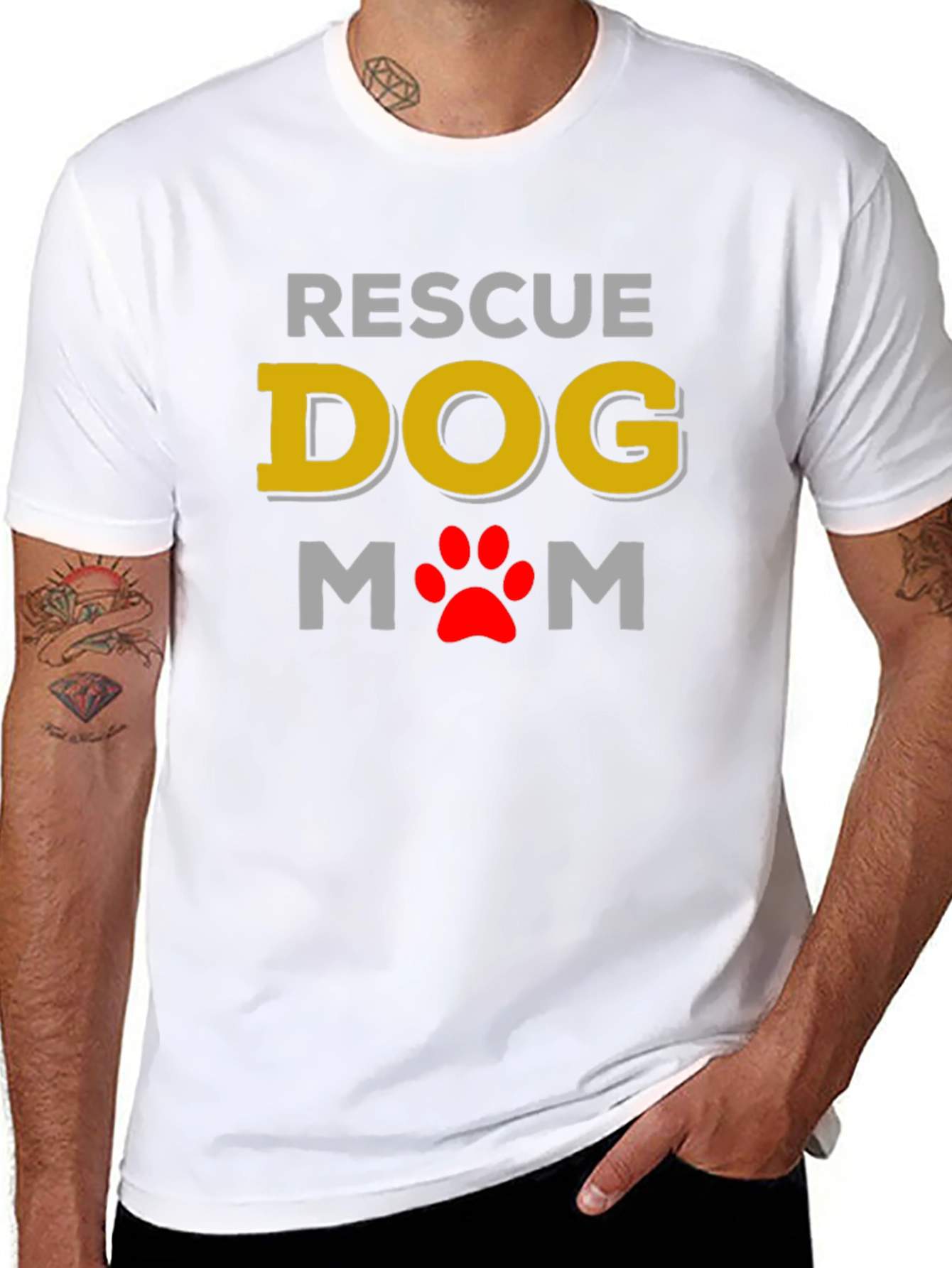 Rescue Dog Mom Graphic Tee -  Soft & Stylish