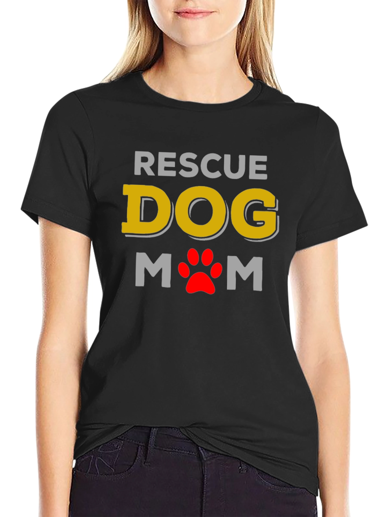 Rescue Dog Mom Graphic Tee -  Soft & Stylish
