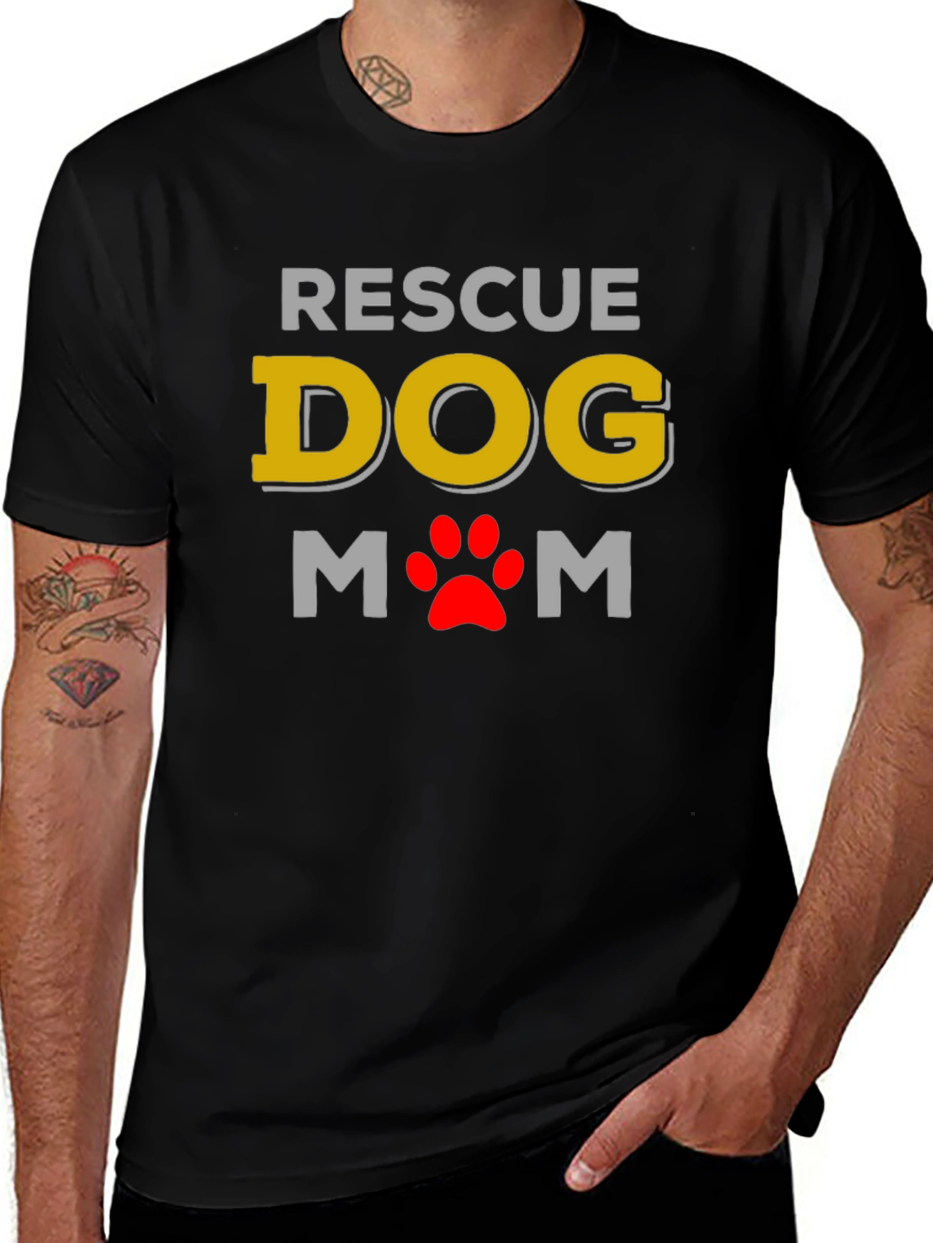 Rescue Dog Mom Graphic Tee -  Soft & Stylish
