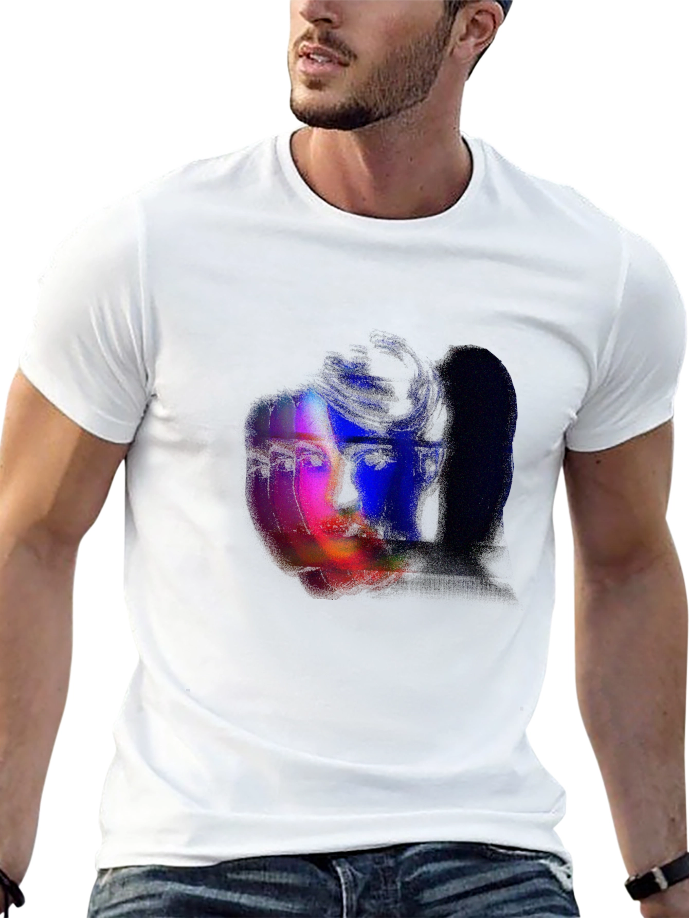 Glitch Portrait Graphic Tee - Black