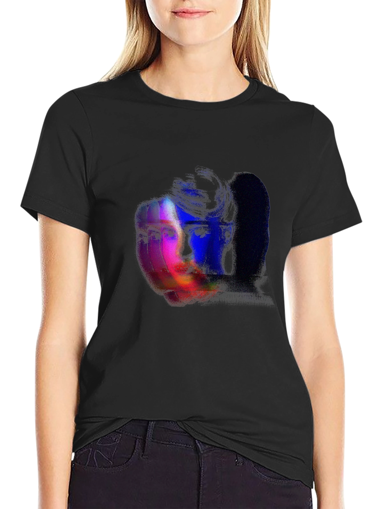 Glitch Portrait Graphic Tee - Black