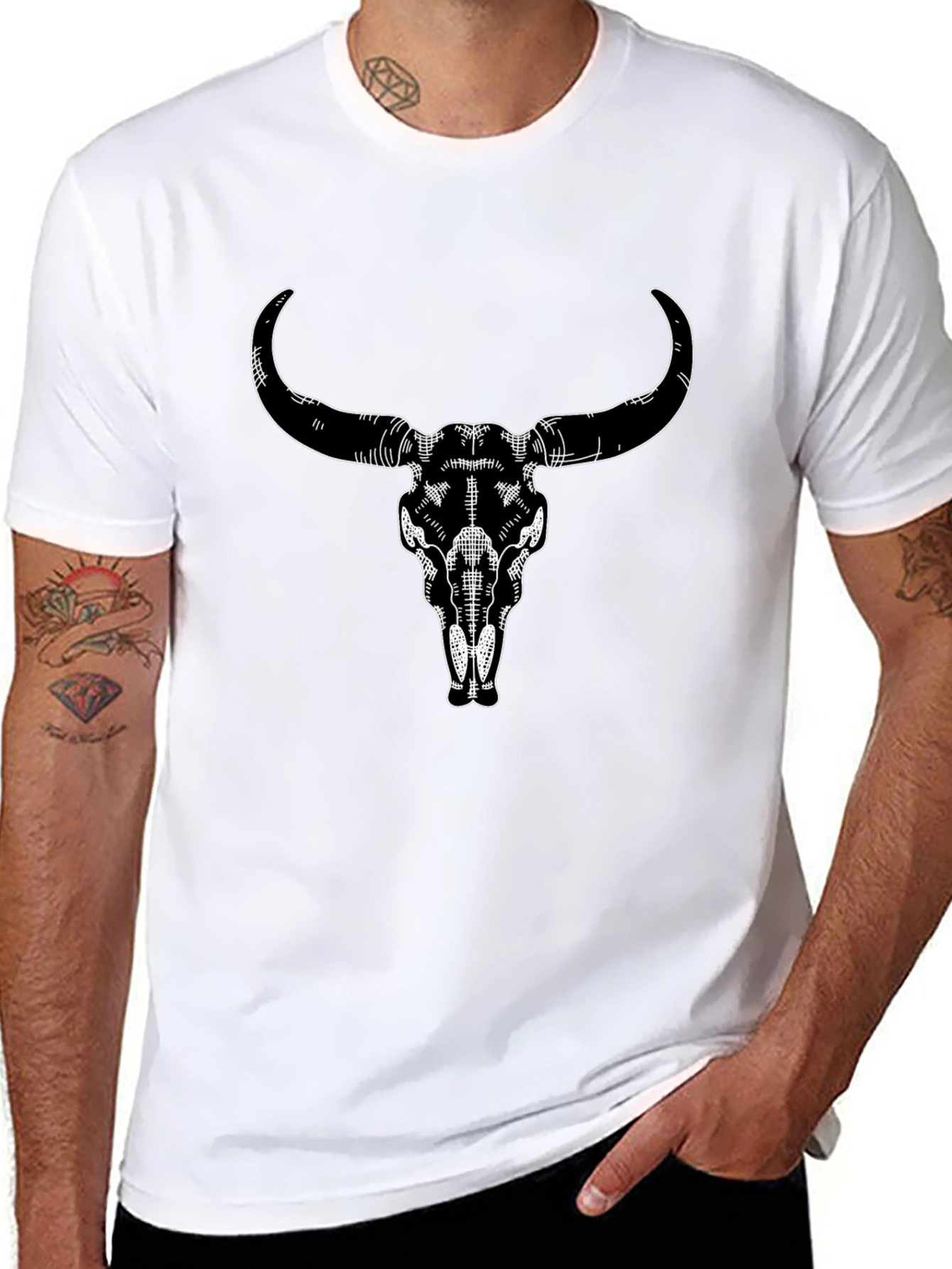 Bull Skull Graphic Tee - Mens Black T-Shirt