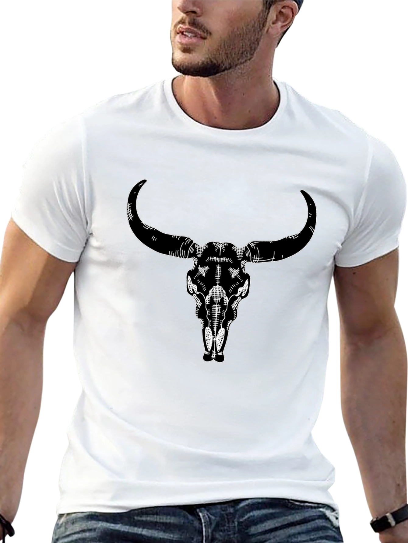 Bull Skull Graphic Tee - Mens Black T-Shirt