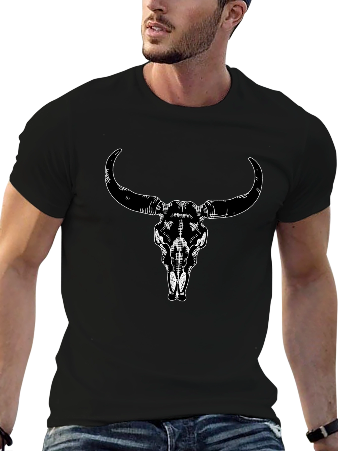 Bull Skull Graphic Tee - Mens Black T-Shirt
