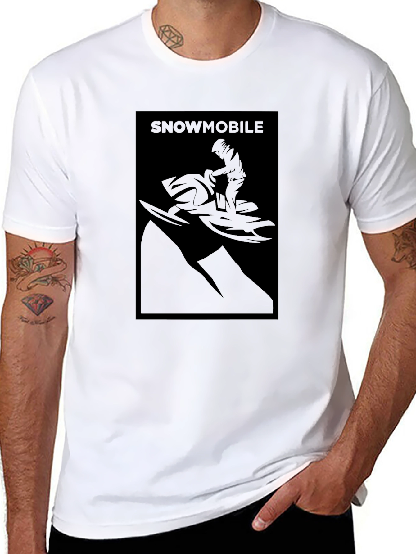 Snowmobile Graphic T-Shirt - Black
