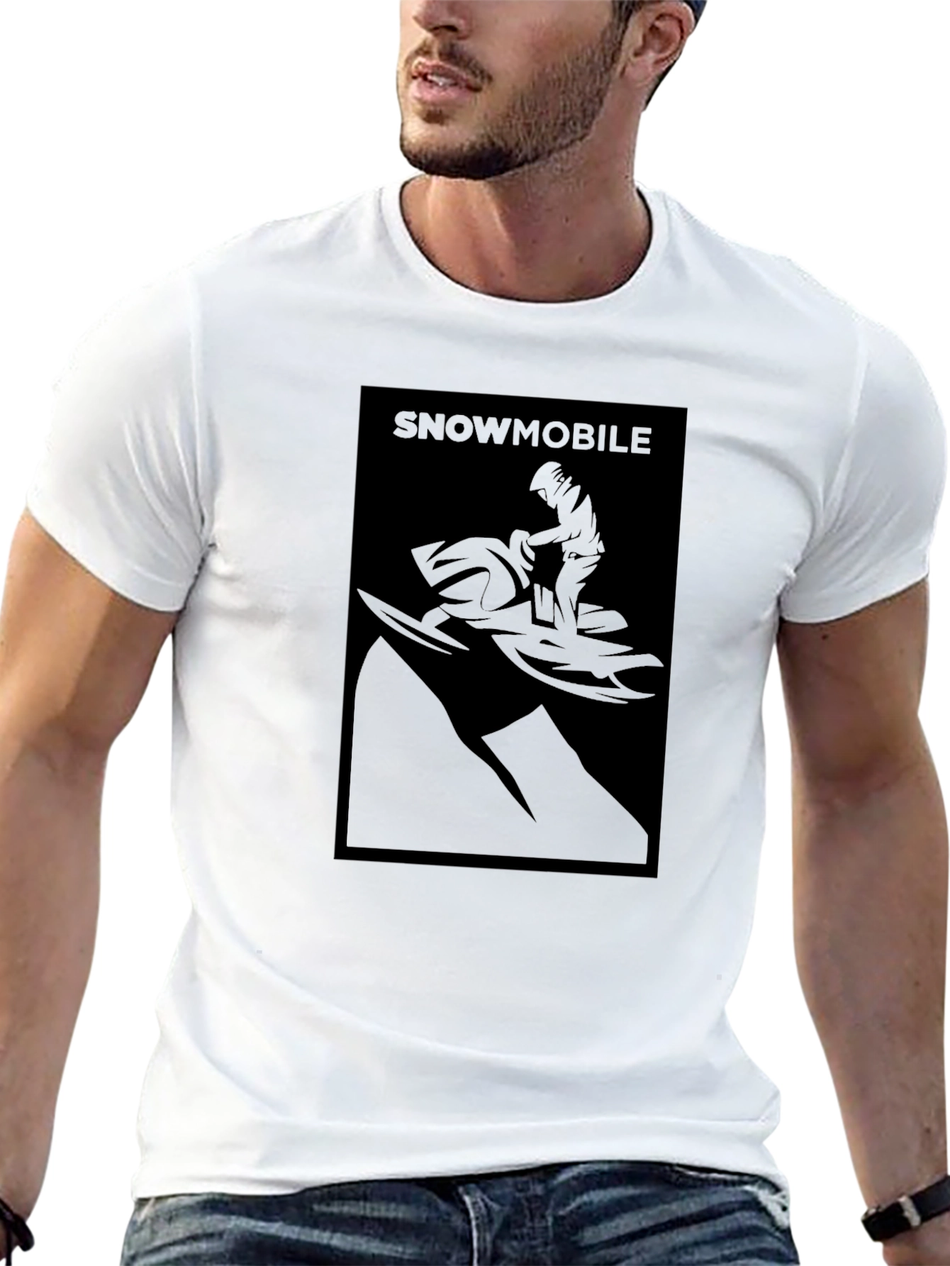 Snowmobile Graphic T-Shirt - Black