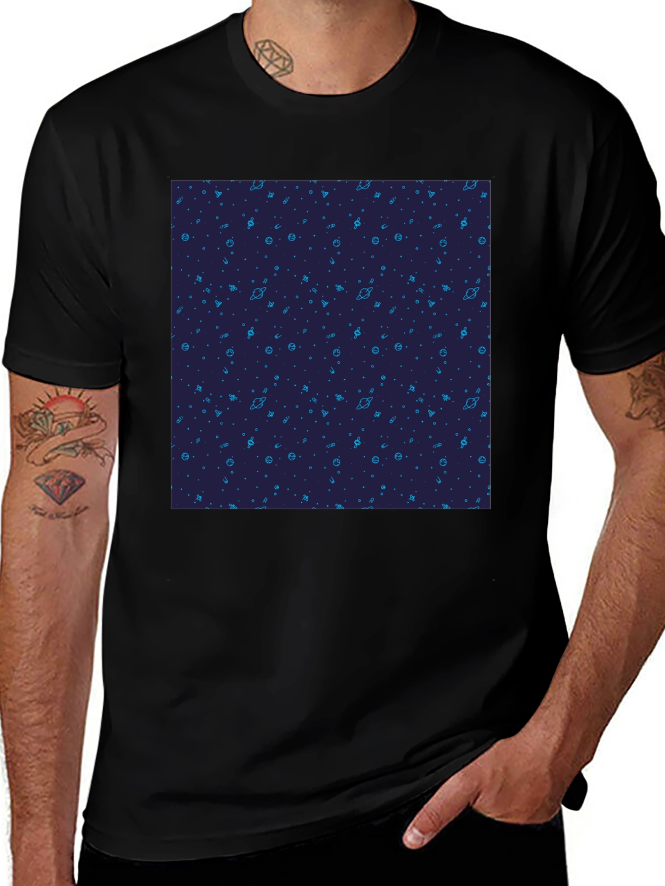 Cosmic Pattern Black T-Shirt