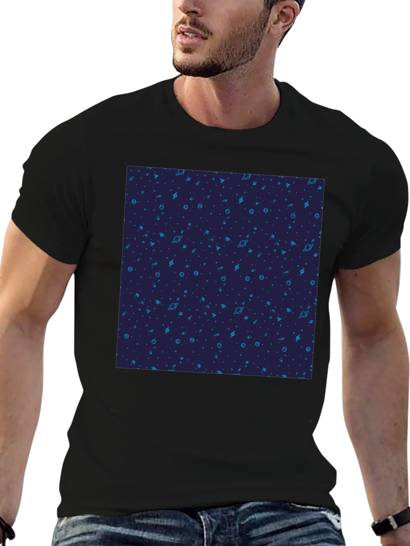 Cosmic Pattern Black T-Shirt
