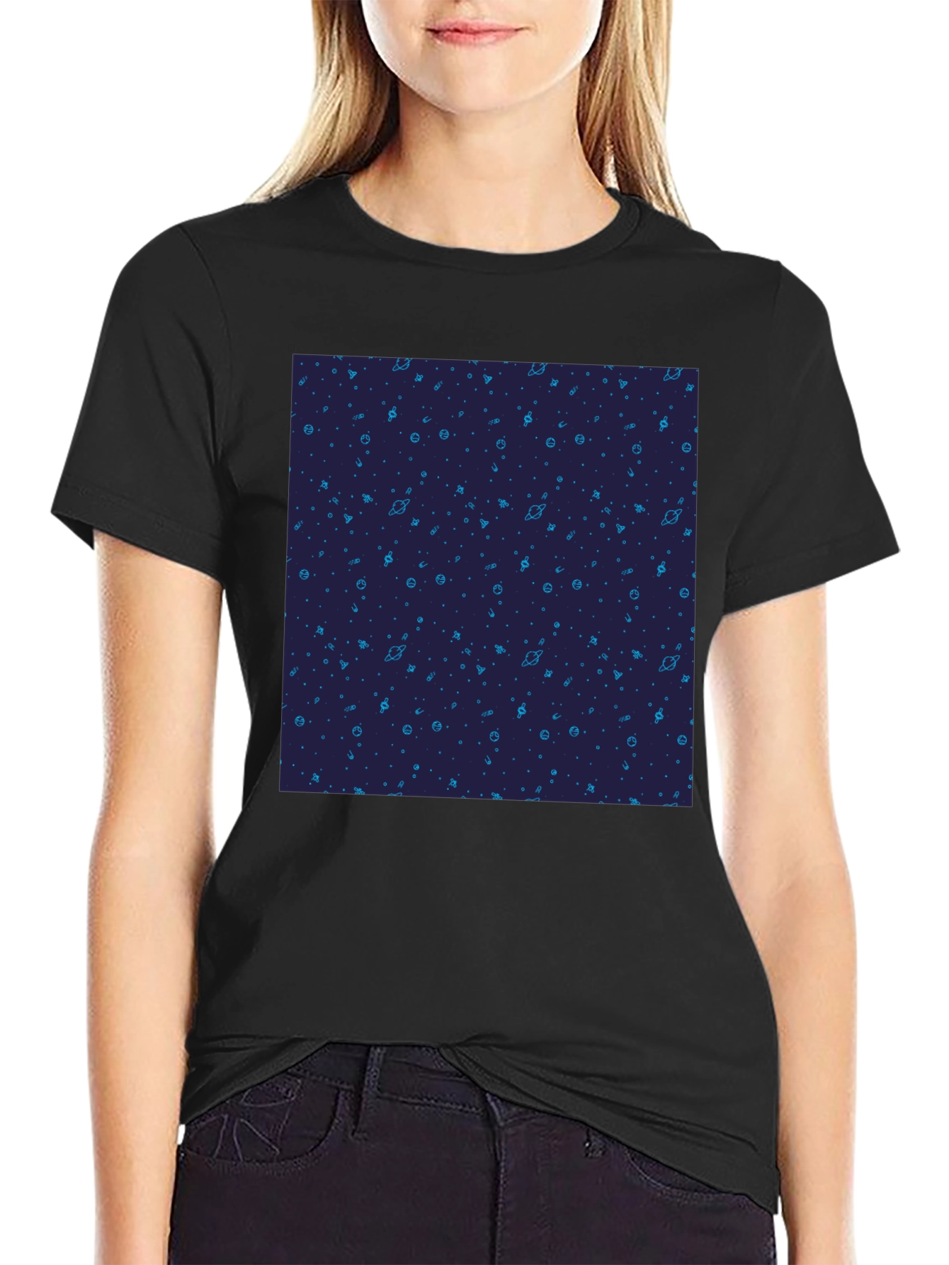 Cosmic Pattern Black T-Shirt
