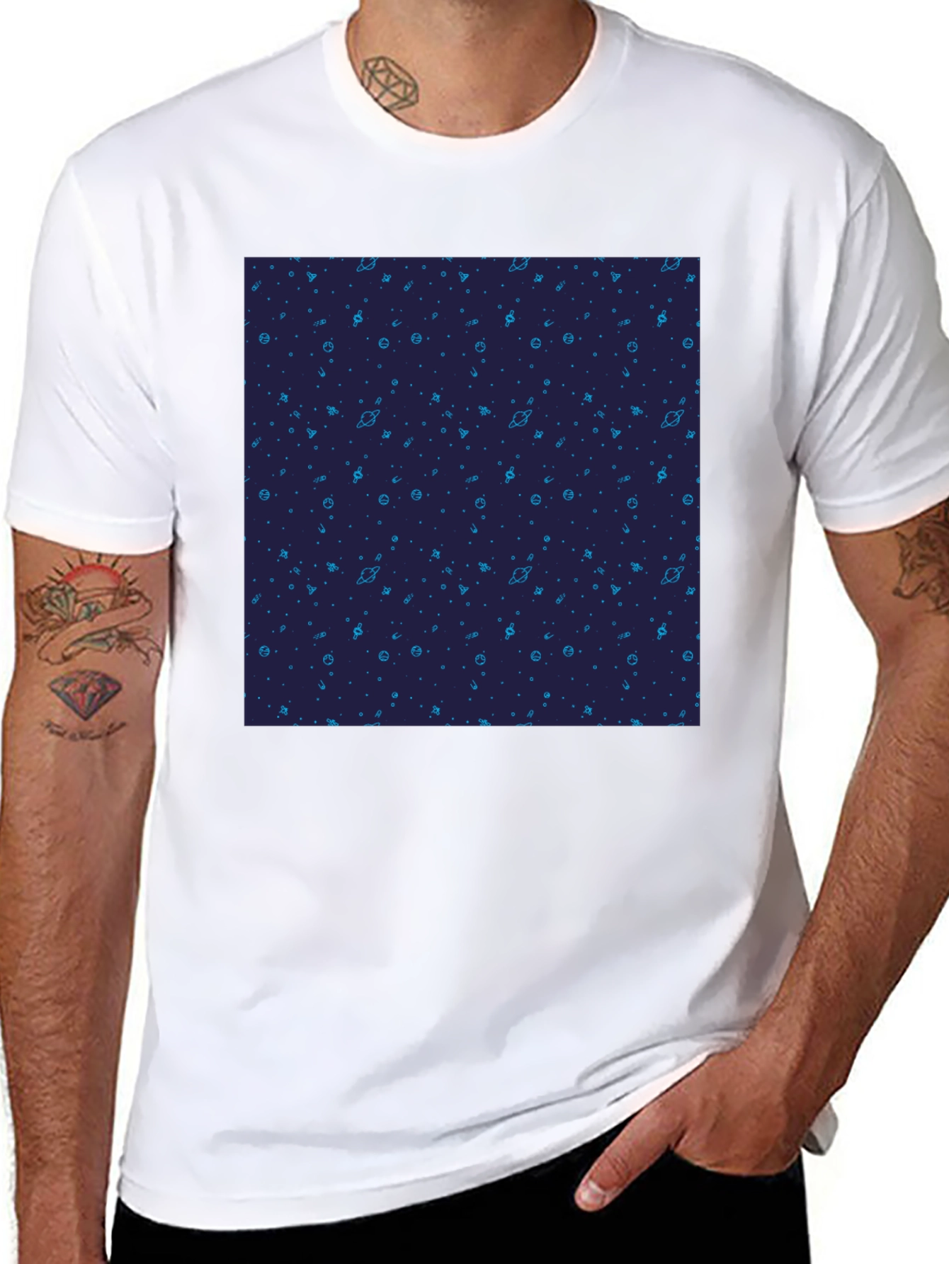 Cosmic Pattern Black T-Shirt
