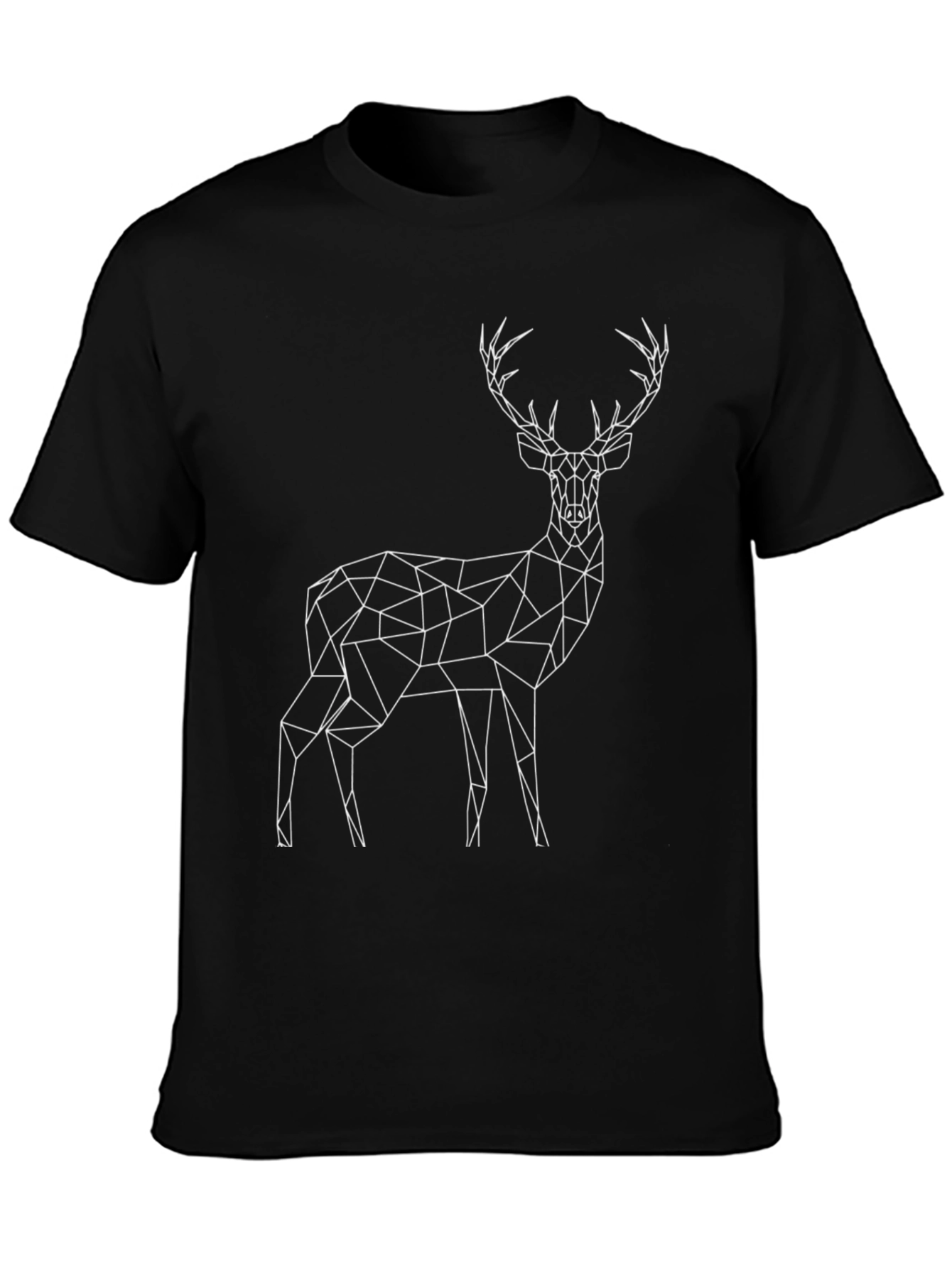 Geometric Deer Graphic Tee - Black