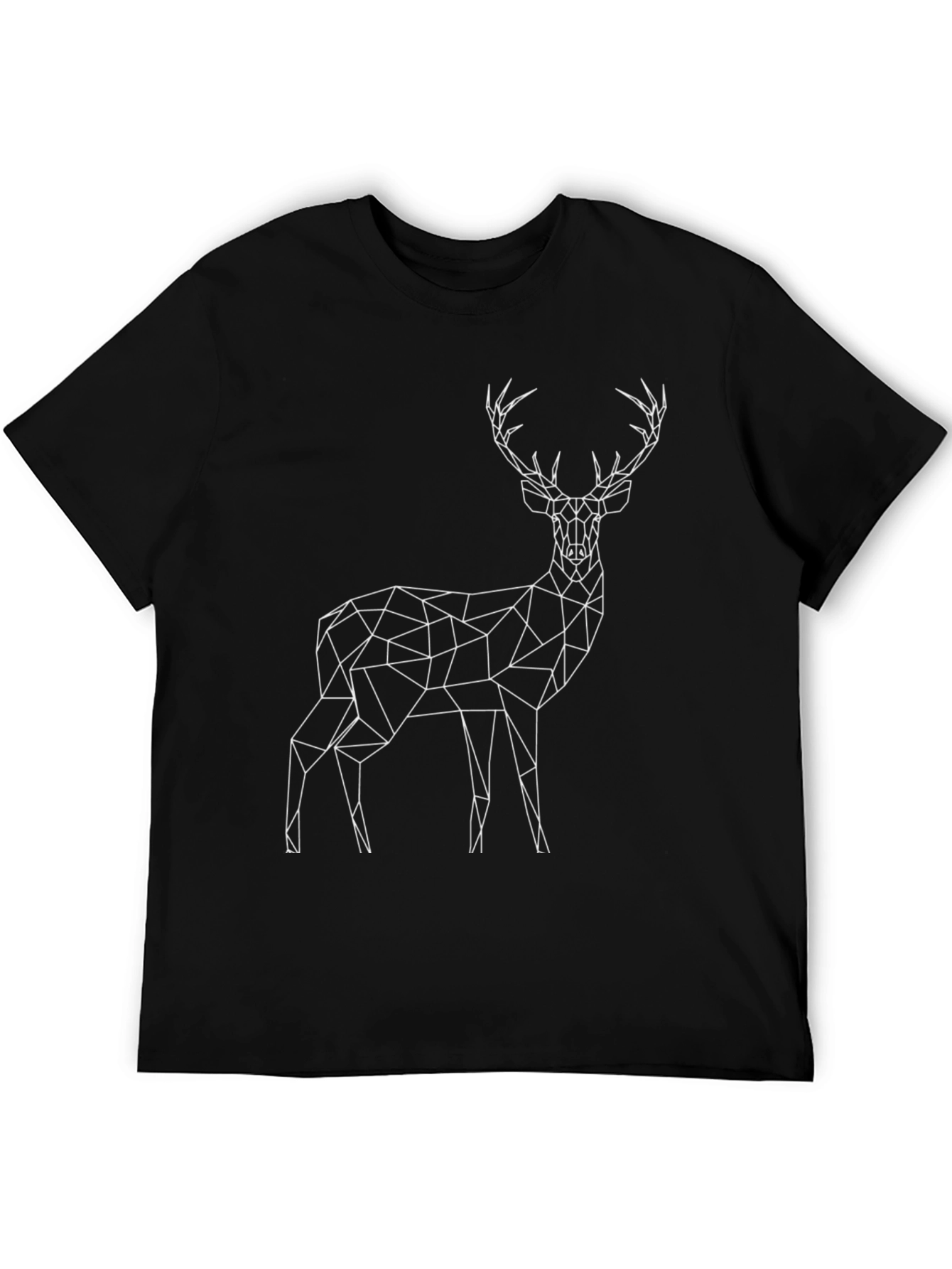 Geometric Deer Graphic Tee - Black