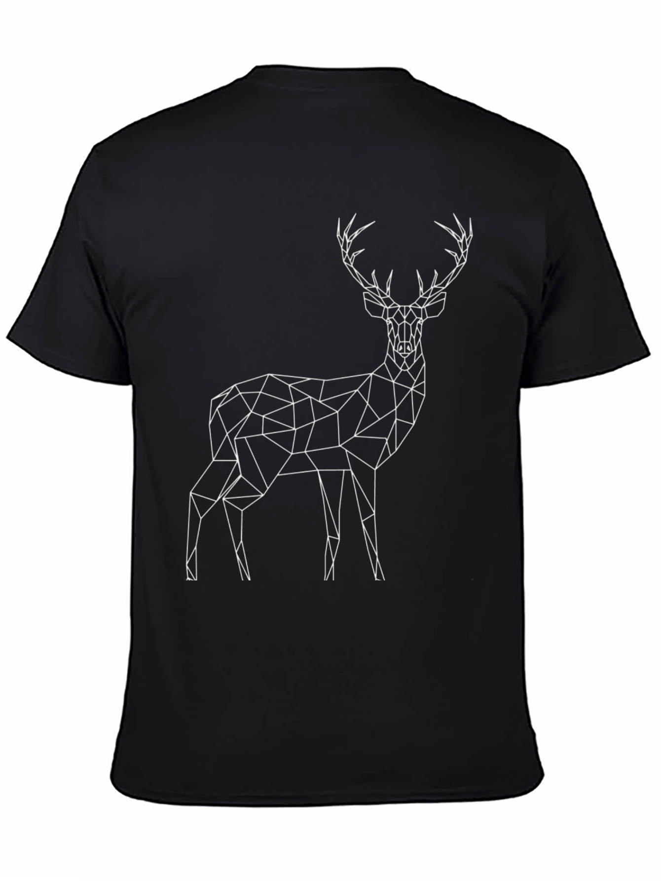 Geometric Deer Graphic Tee - Black