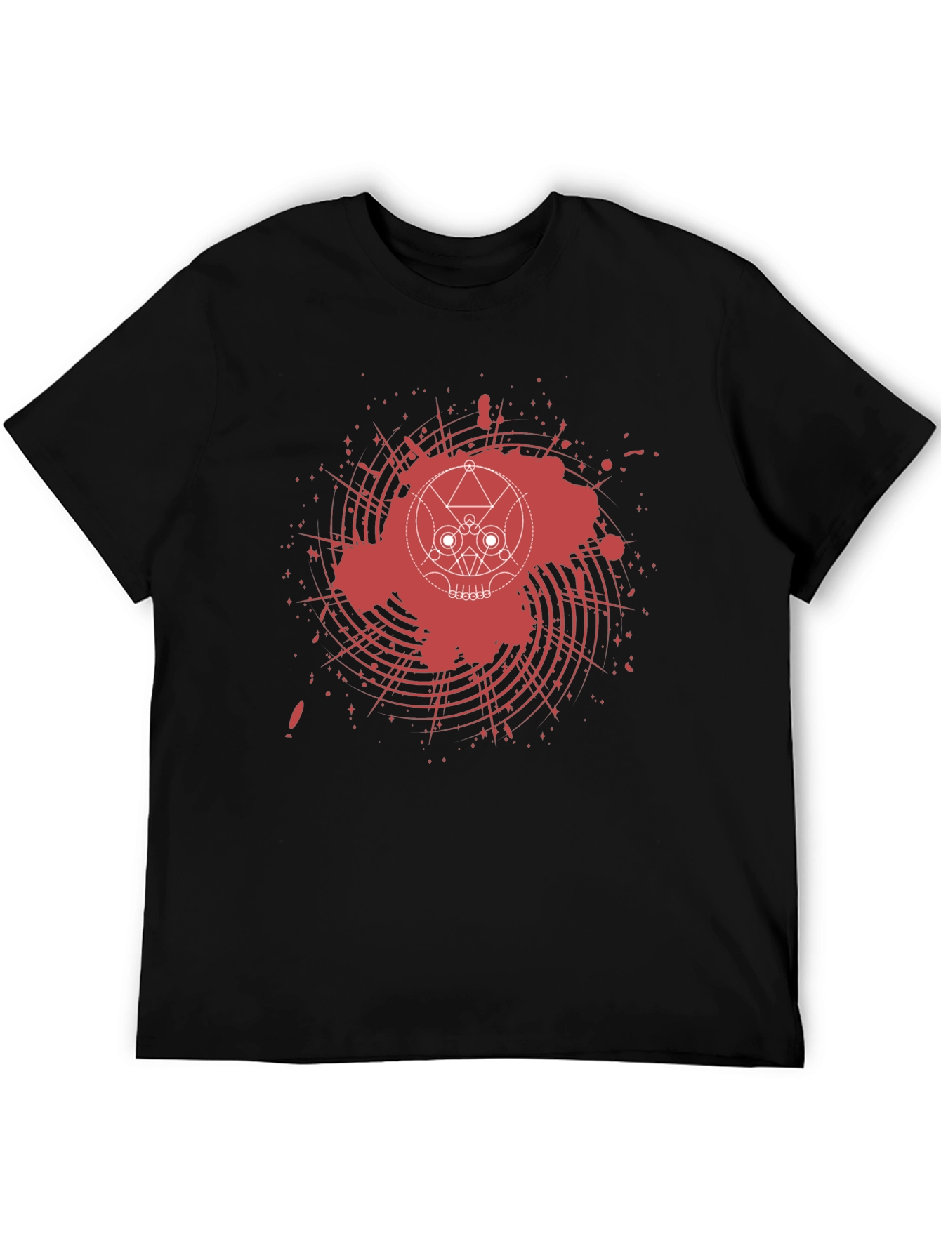 Abstract Skull Graphic Tee - Mens Black T-Shirt