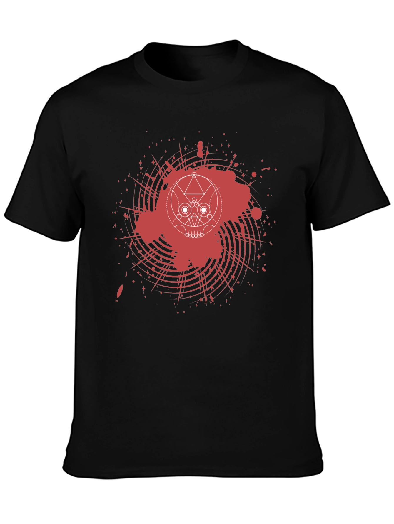 Abstract Skull Graphic Tee - Mens Black T-Shirt