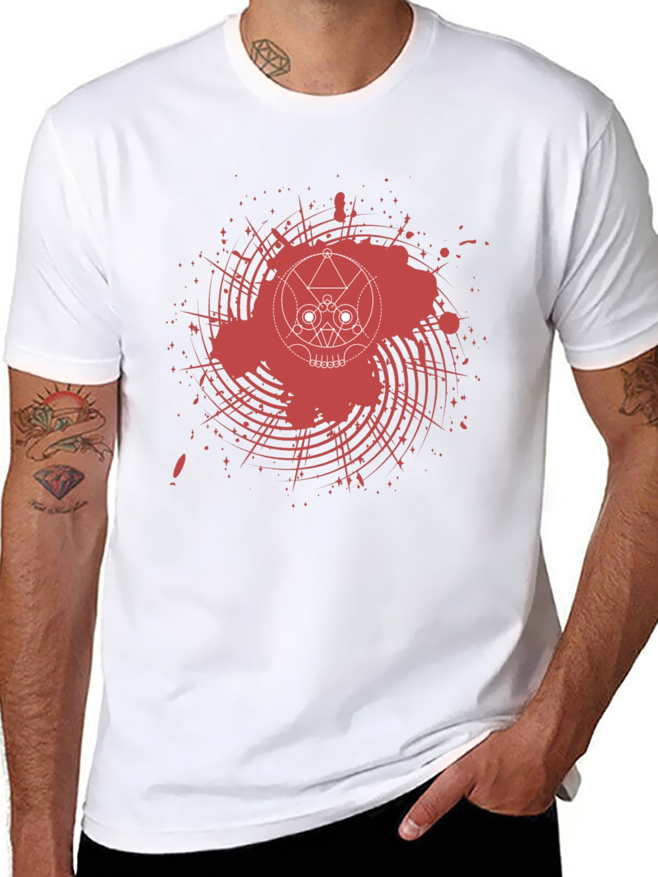 Abstract Skull Graphic Tee - Mens Black T-Shirt