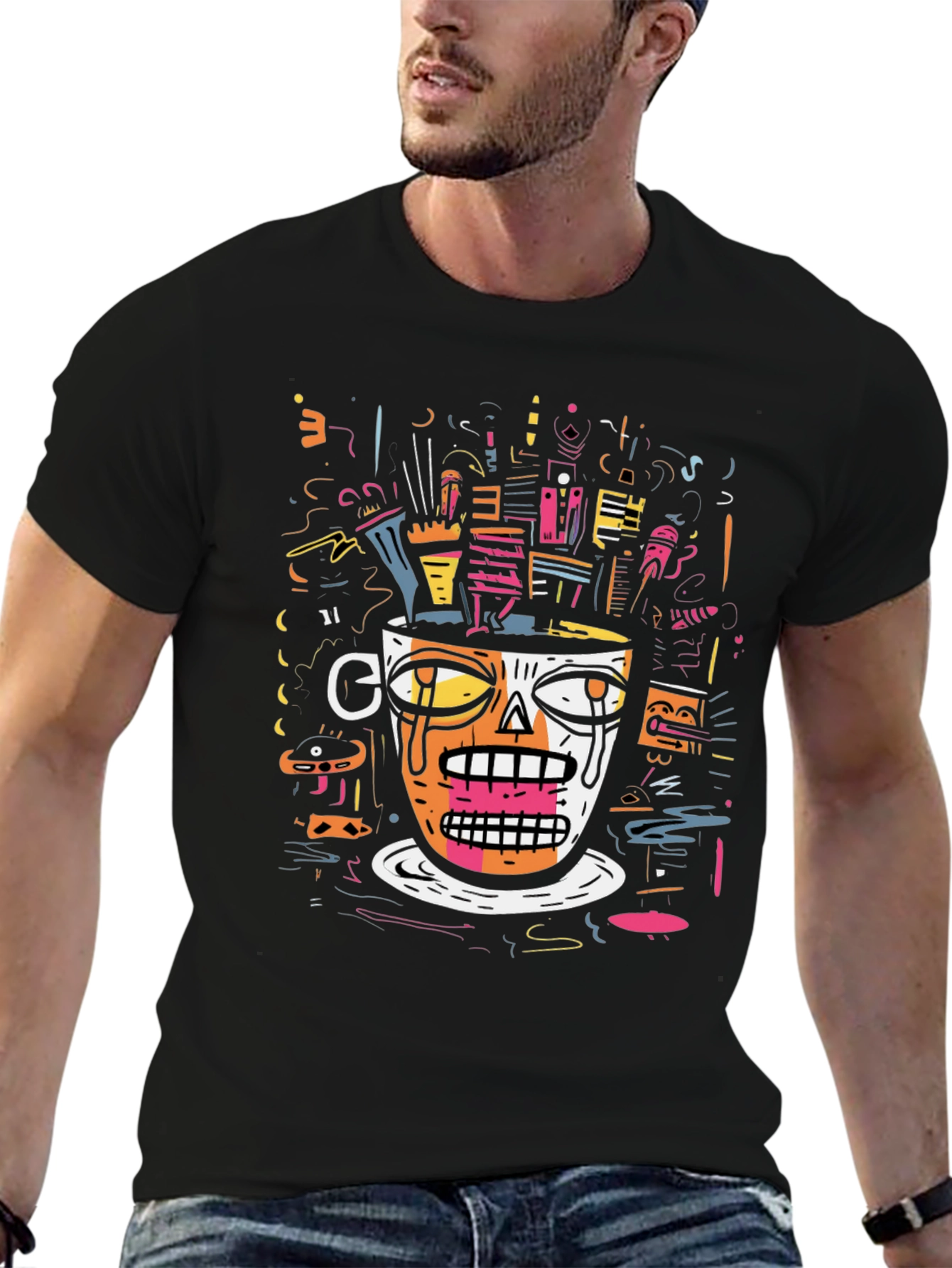 Abstract Cup Graphic Tee - Unique Design