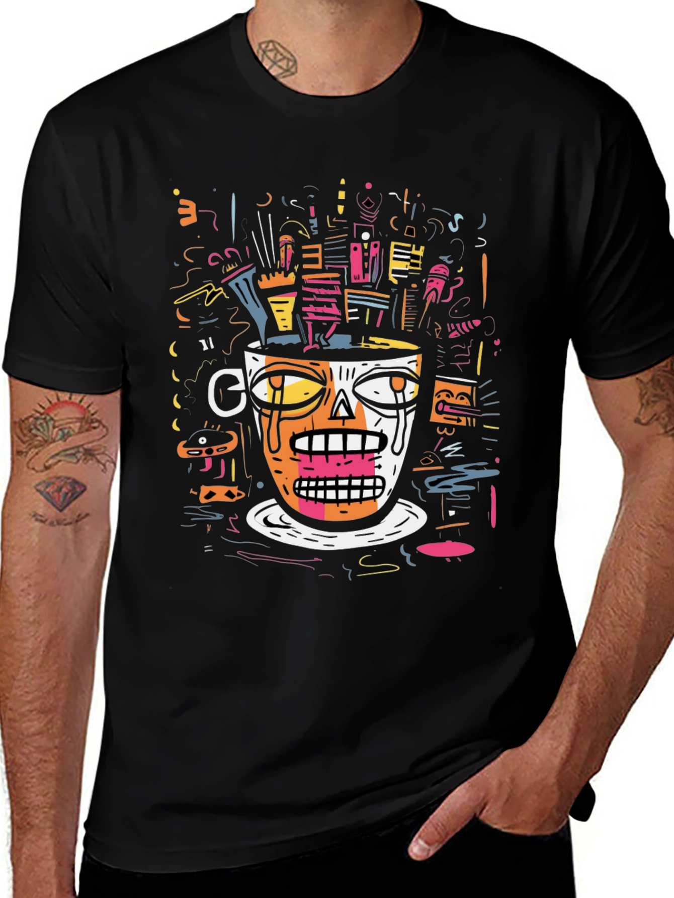 Abstract Cup Graphic Tee - Unique Design