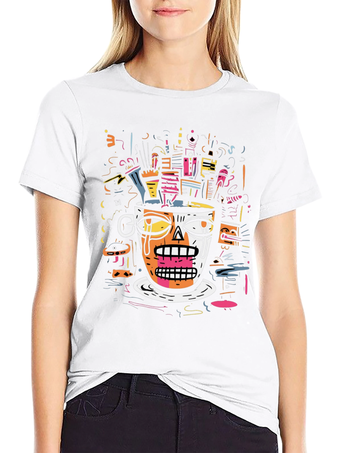 Abstract Cup Graphic Tee - Unique Design