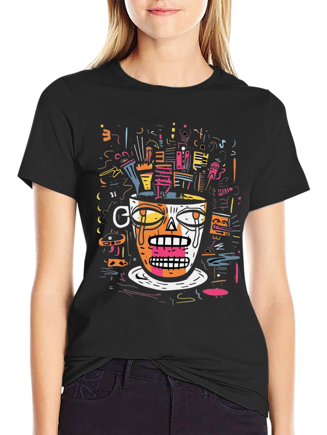 Abstract Cup Graphic Tee - Unique Design
