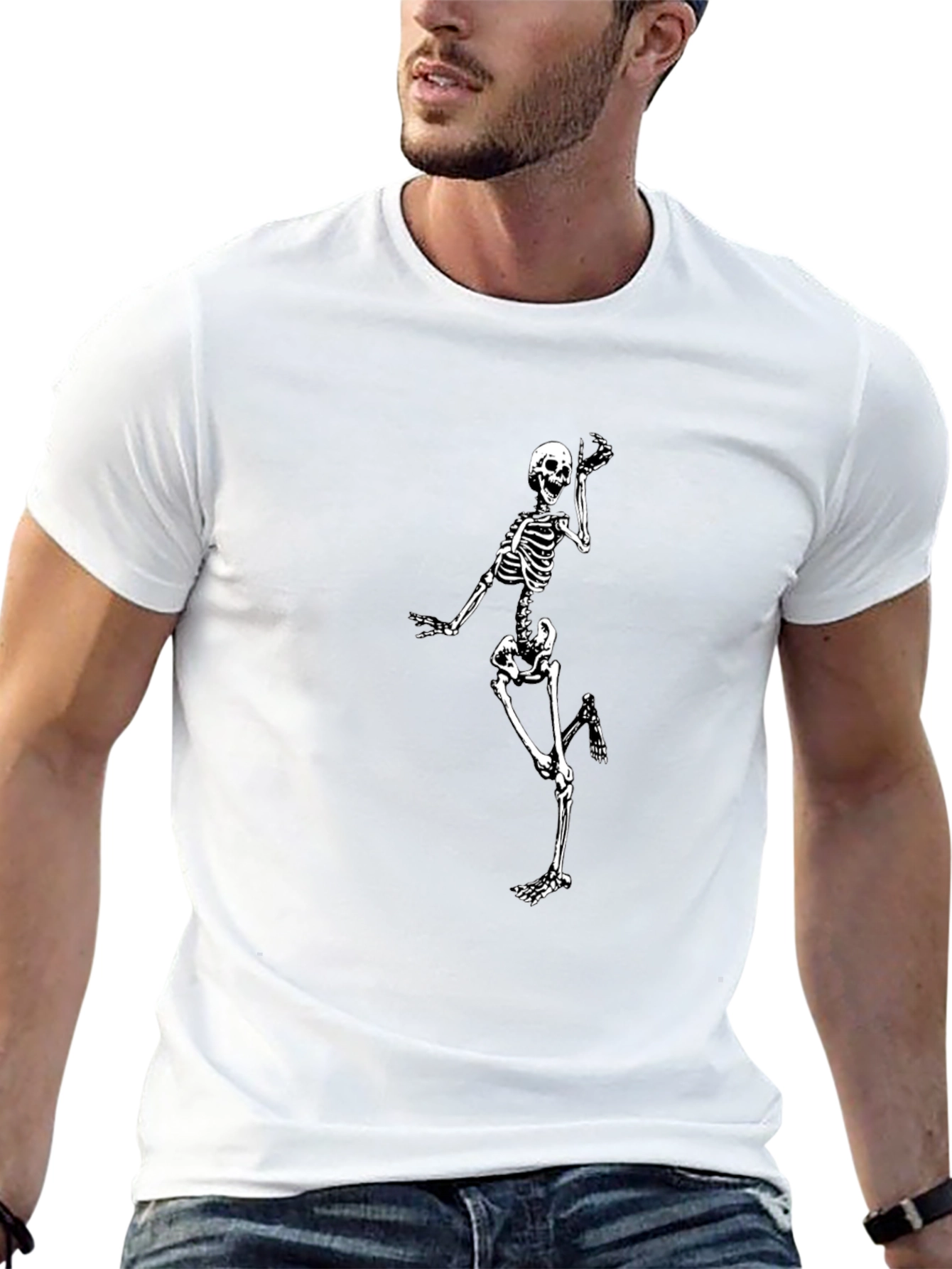 Skeleton Graphic Tee - Black Crew Neck