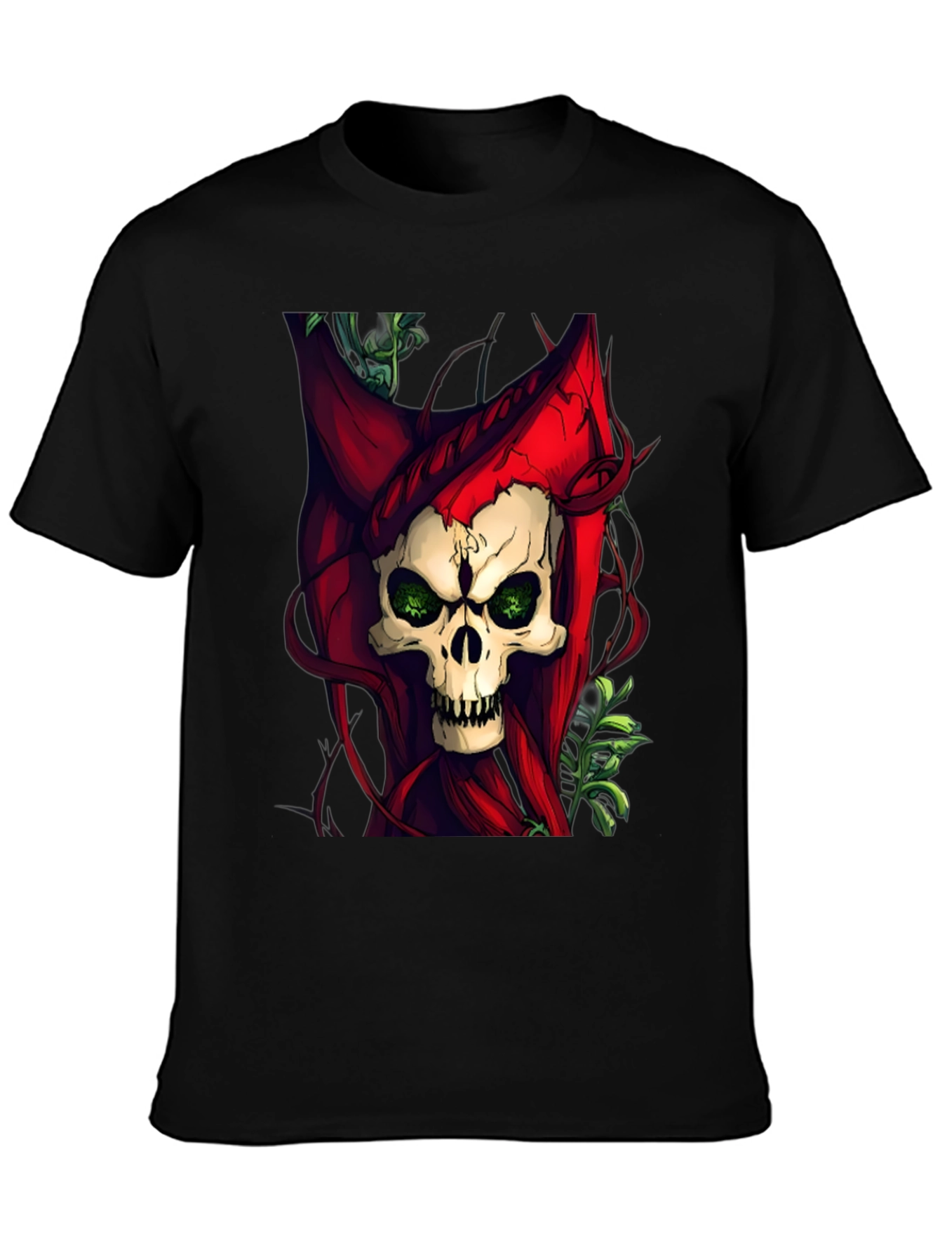 Skull & Red Hood Graphic Tee - Dark Style