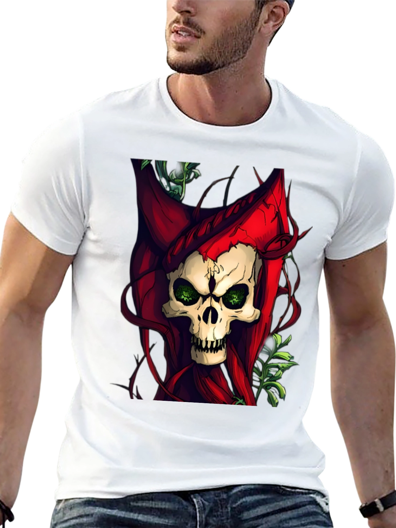 Skull & Red Hood Graphic Tee - Dark Style