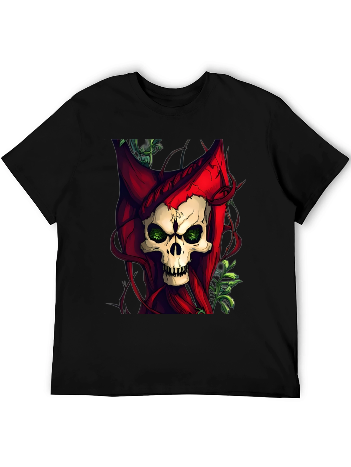 Skull & Red Hood Graphic Tee - Dark Style