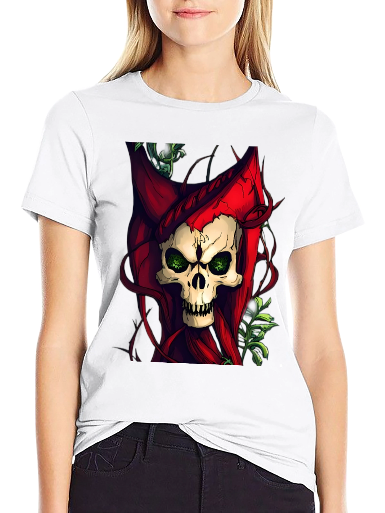 Skull & Red Hood Graphic Tee - Dark Style