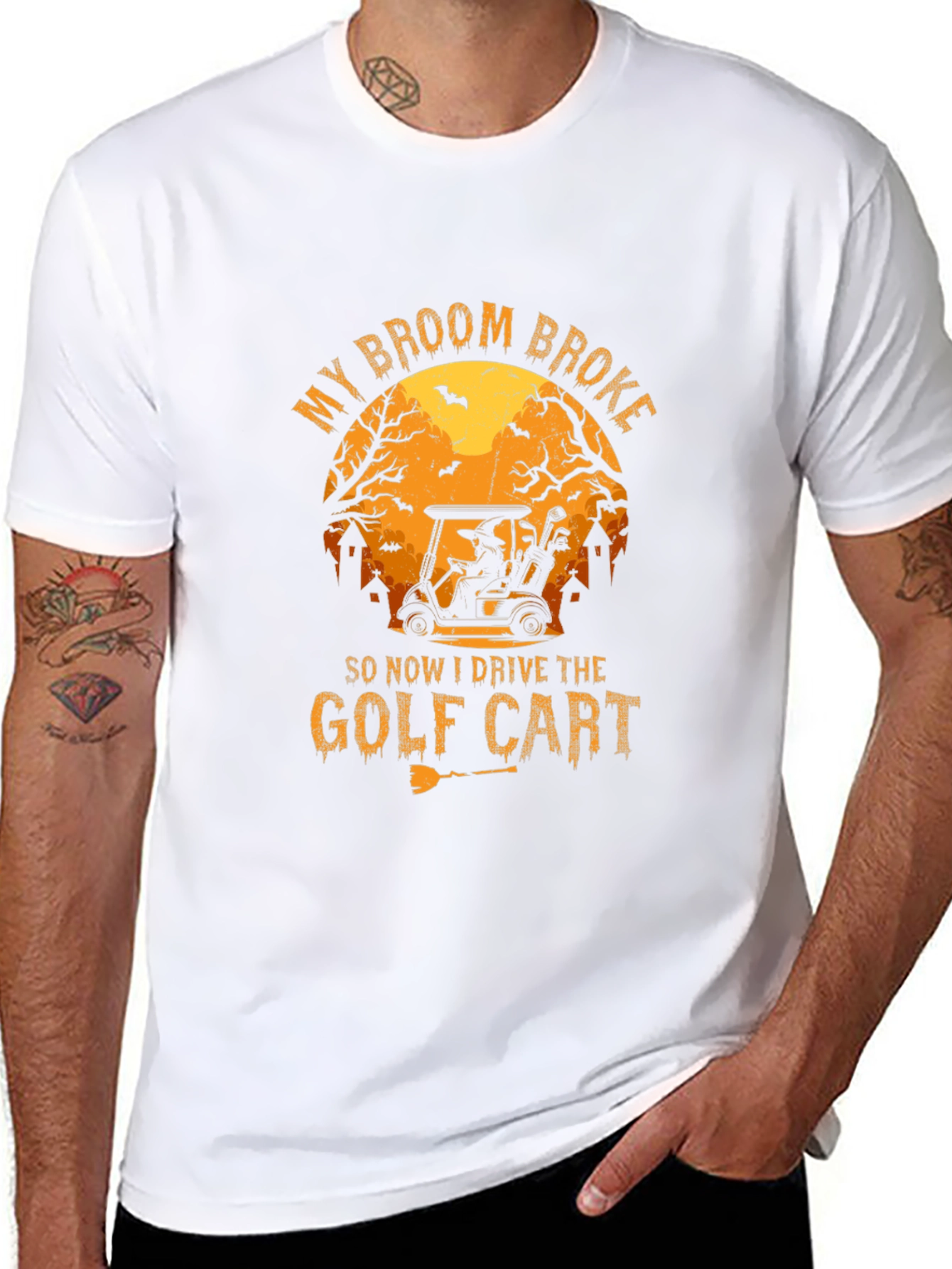 Halloween Golf Cart T-Shirt - My Broom Broke!