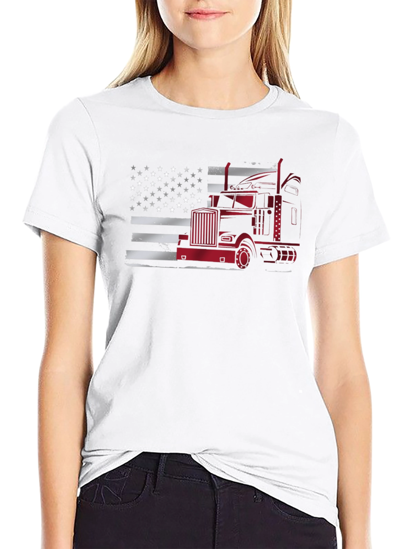 Trucker American Flag Graphic T-Shirt