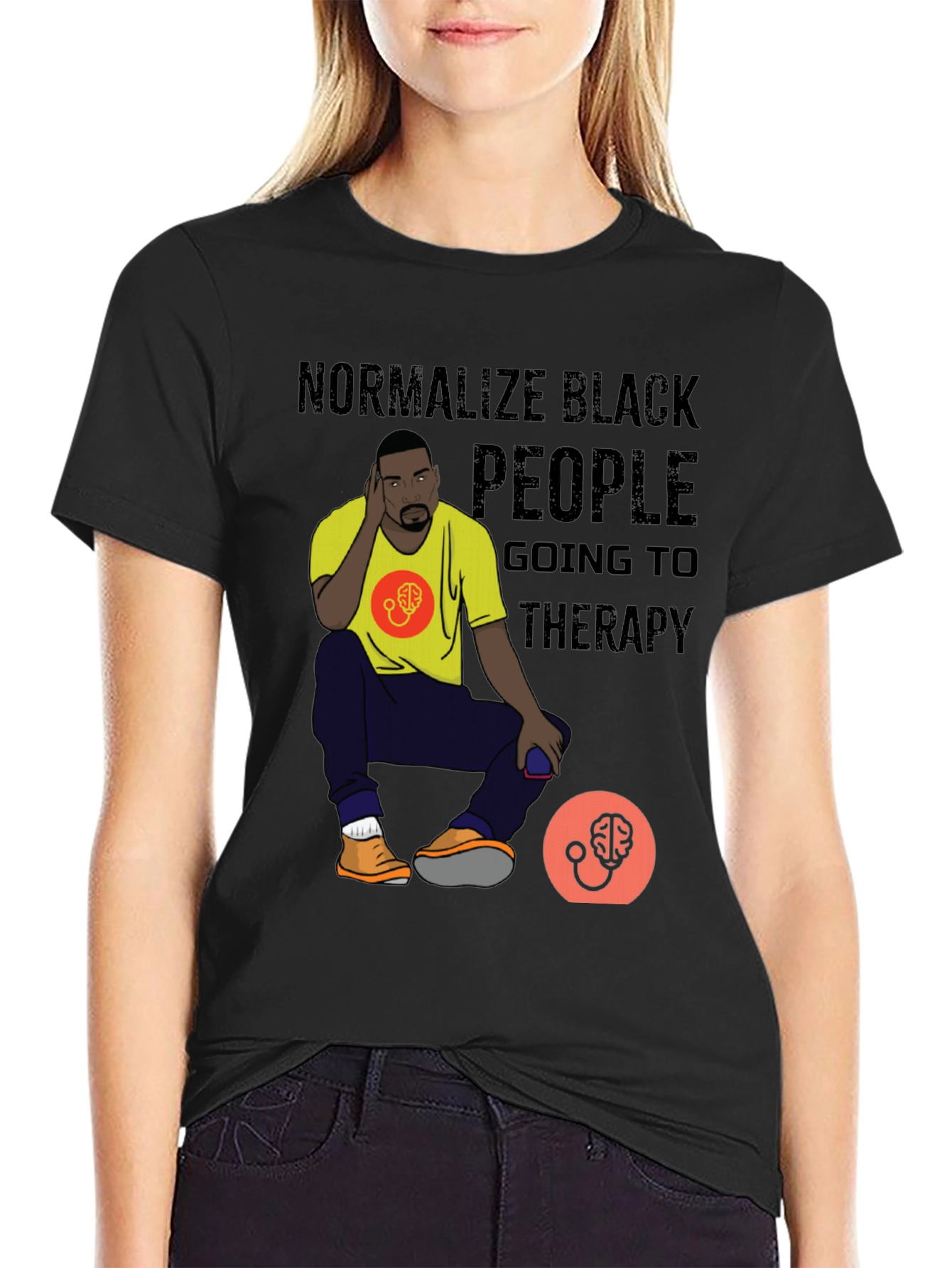 Normalize Black People Therapy Graphic Tee