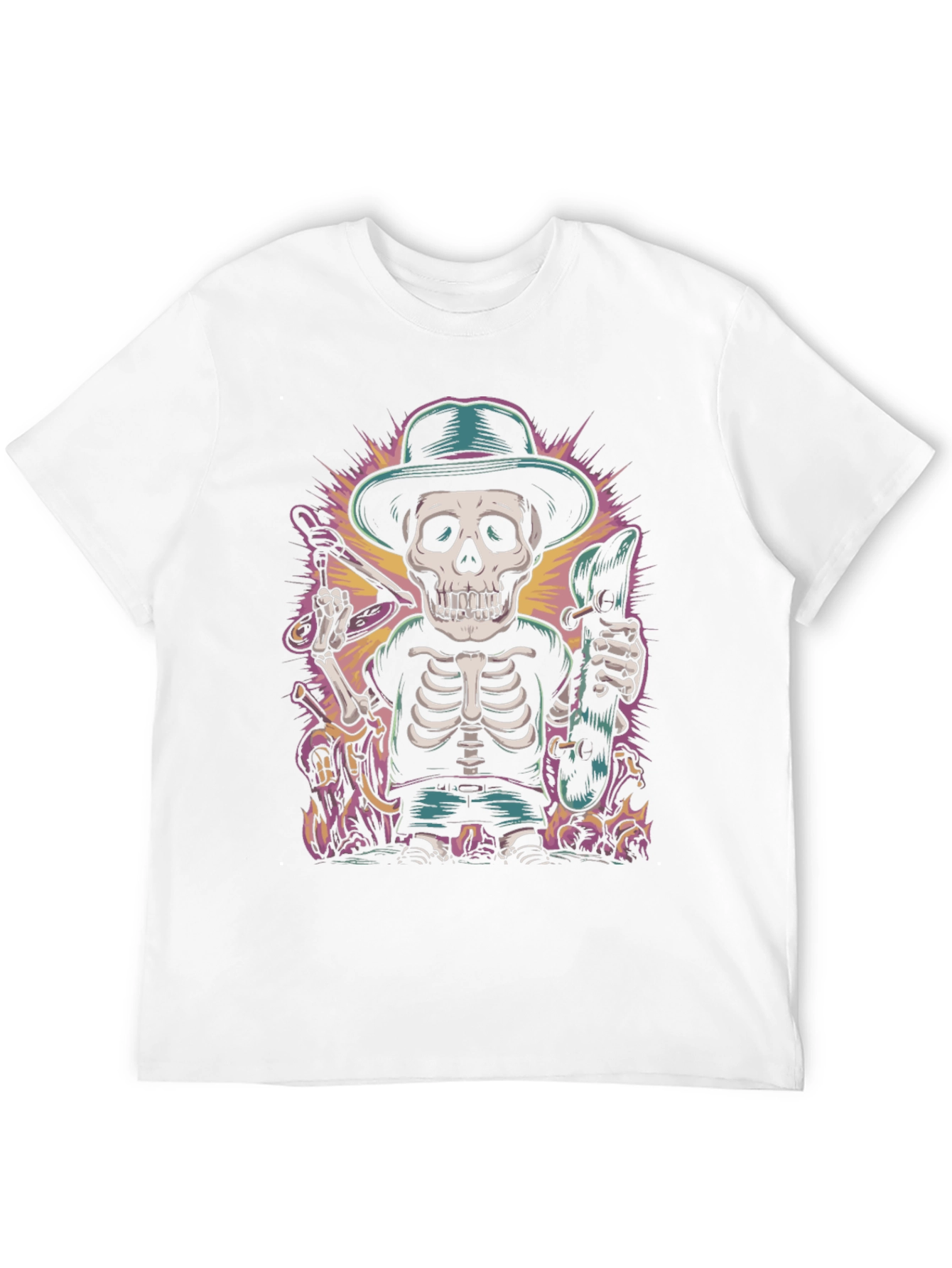 Cool Skeleton Skateboarder Graphic Tee - Unique Design
