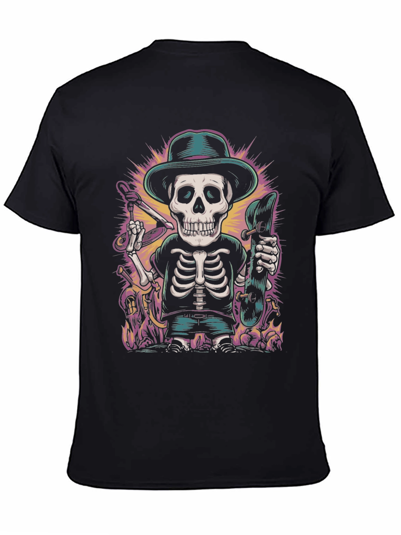 Cool Skeleton Skateboarder Graphic Tee - Unique Design