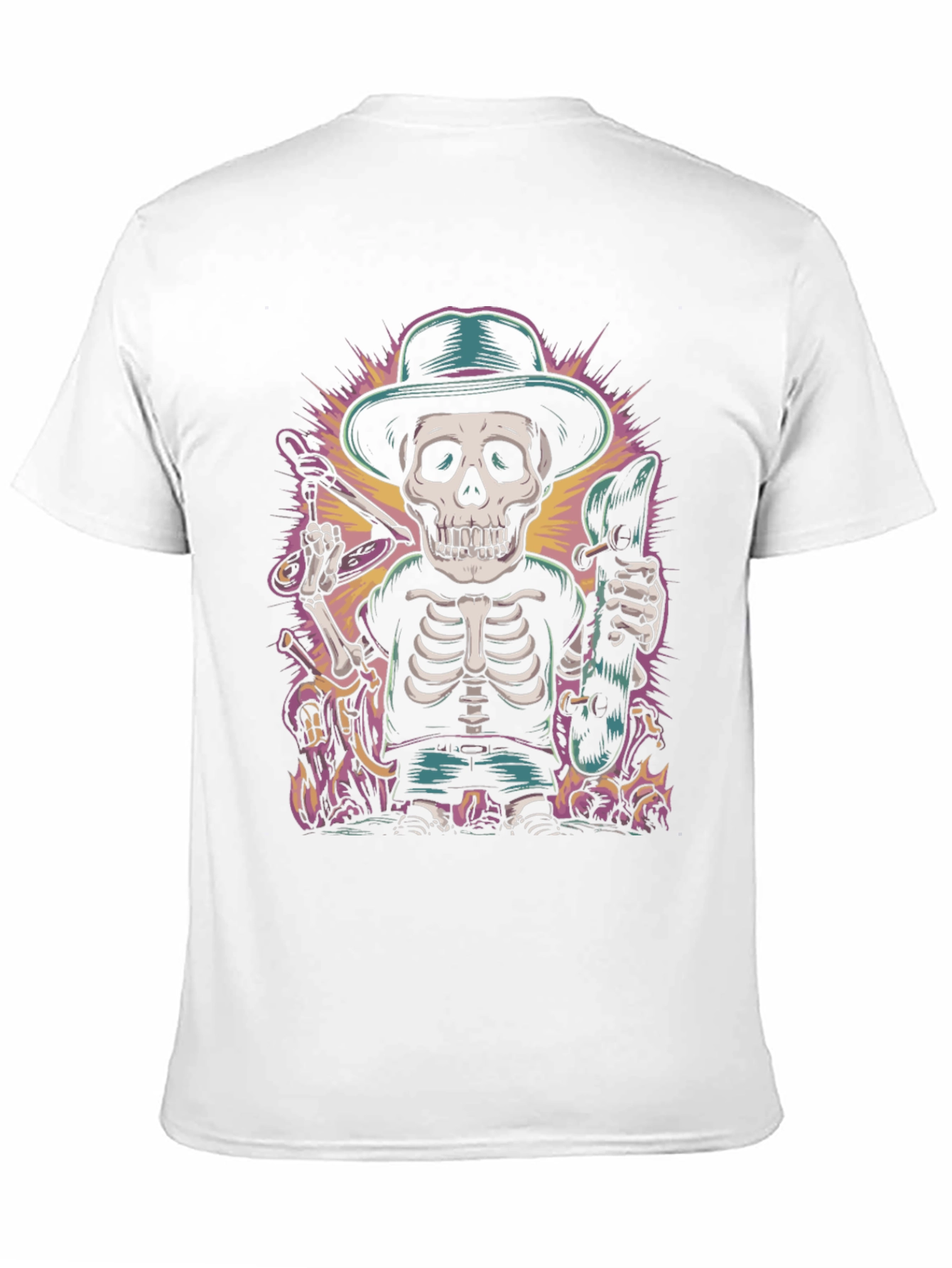 Cool Skeleton Skateboarder Graphic Tee - Unique Design