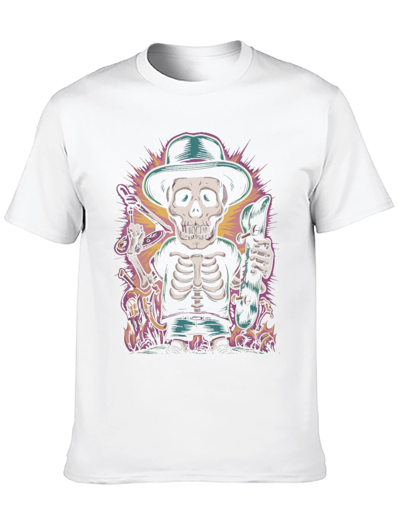Cool Skeleton Skateboarder Graphic Tee - Unique Design