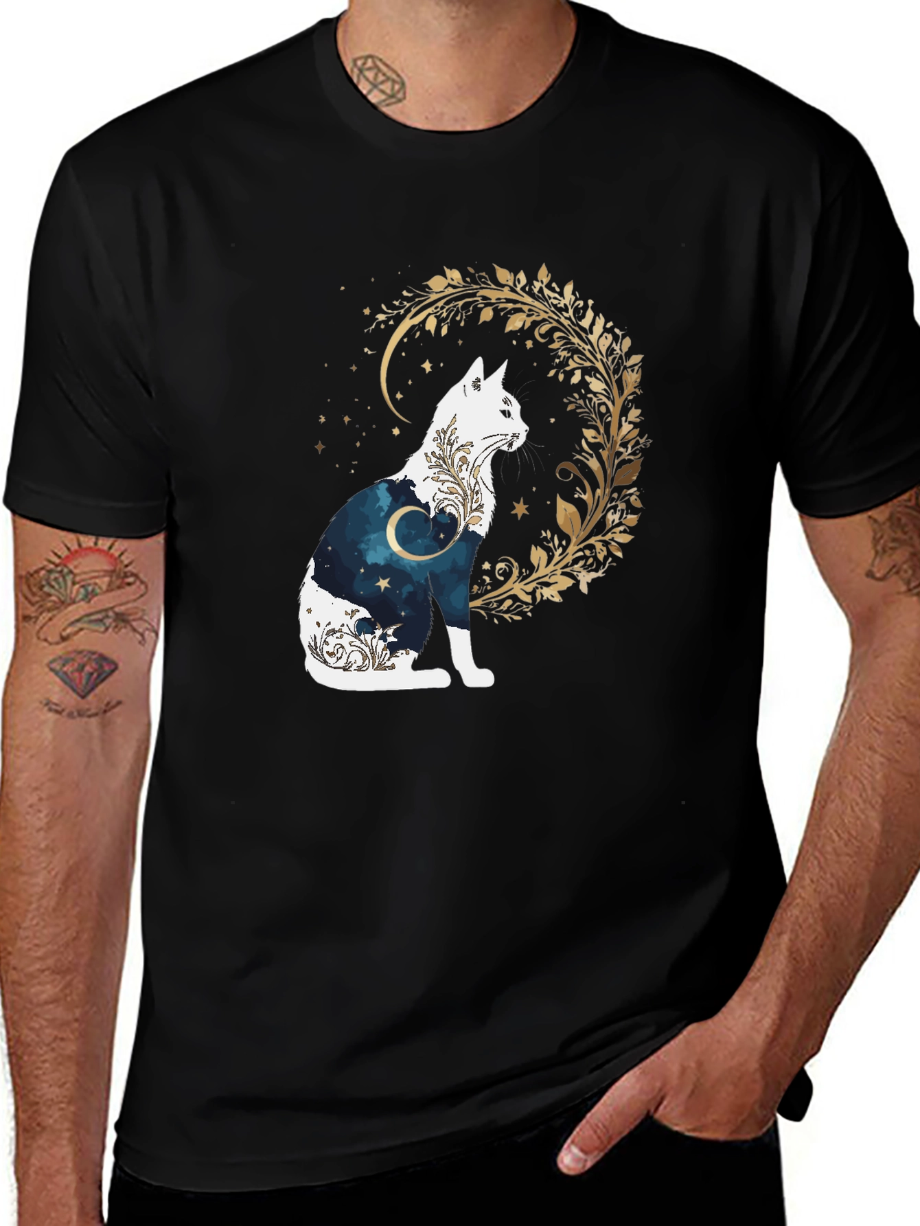 Mystic Cat Graphic Tee - Black