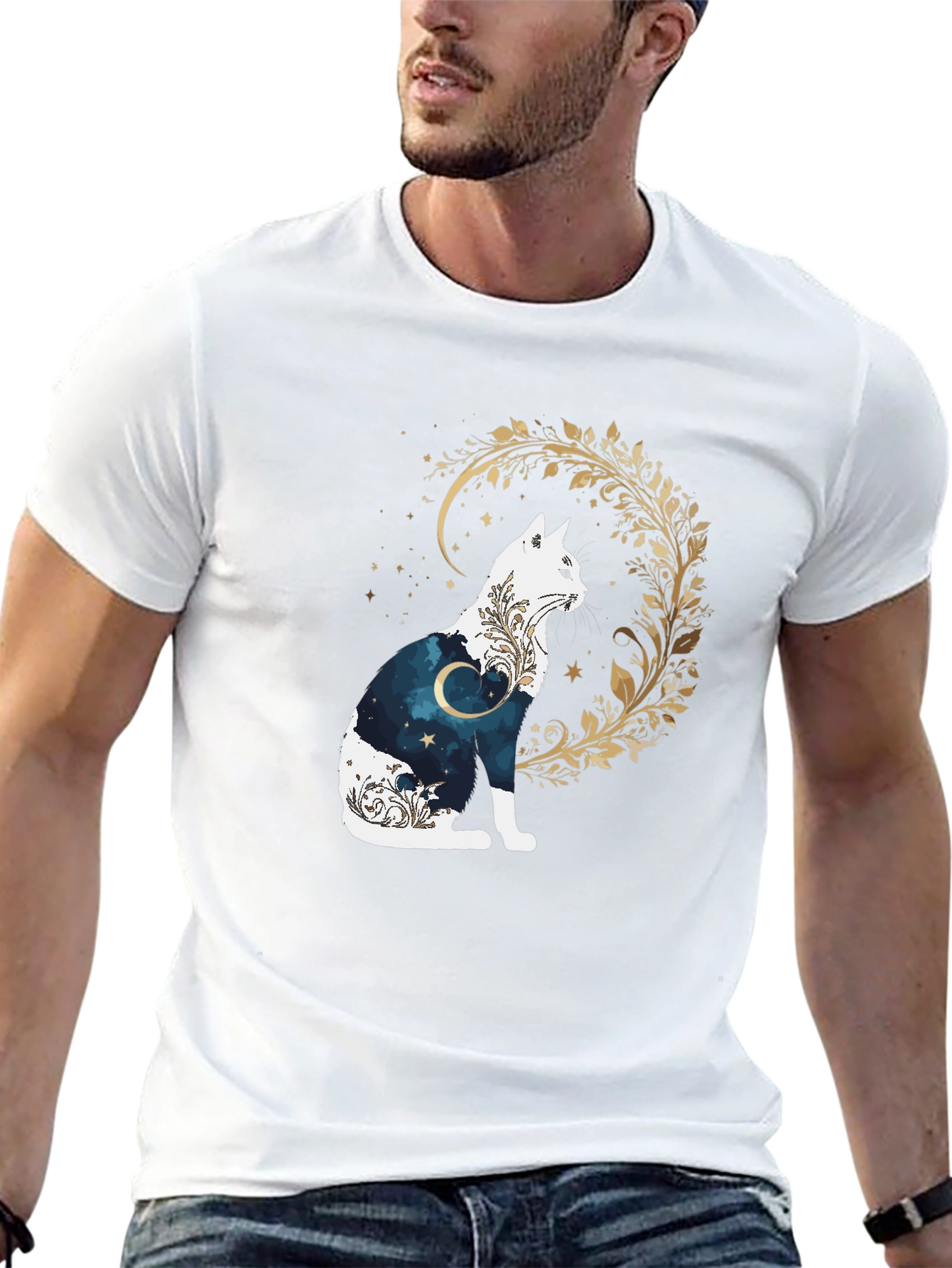 Mystic Cat Graphic Tee - Black